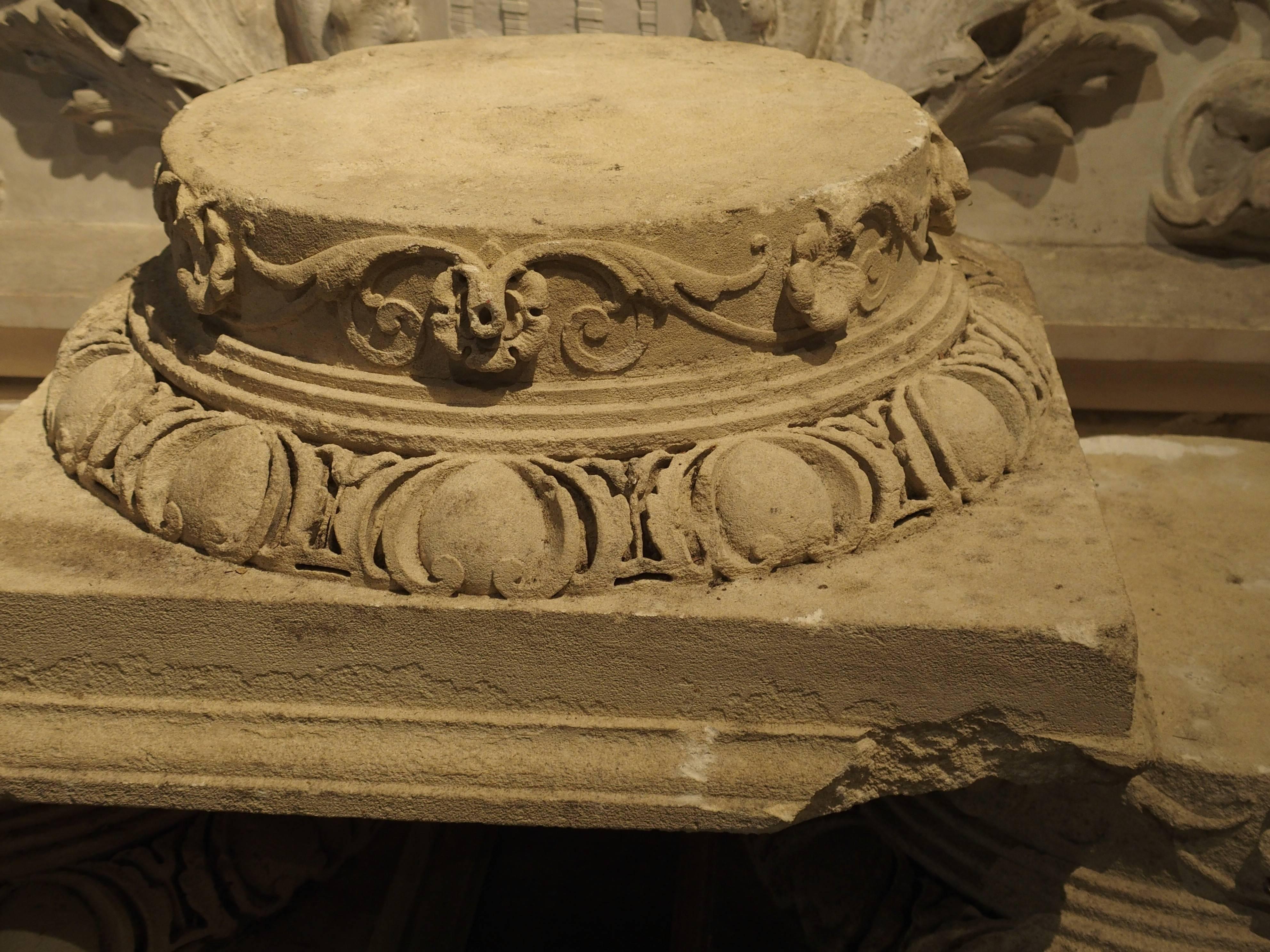 19th Century Set of Three Carved Stone Capitals from France, Near Beauvais, Early 1800s