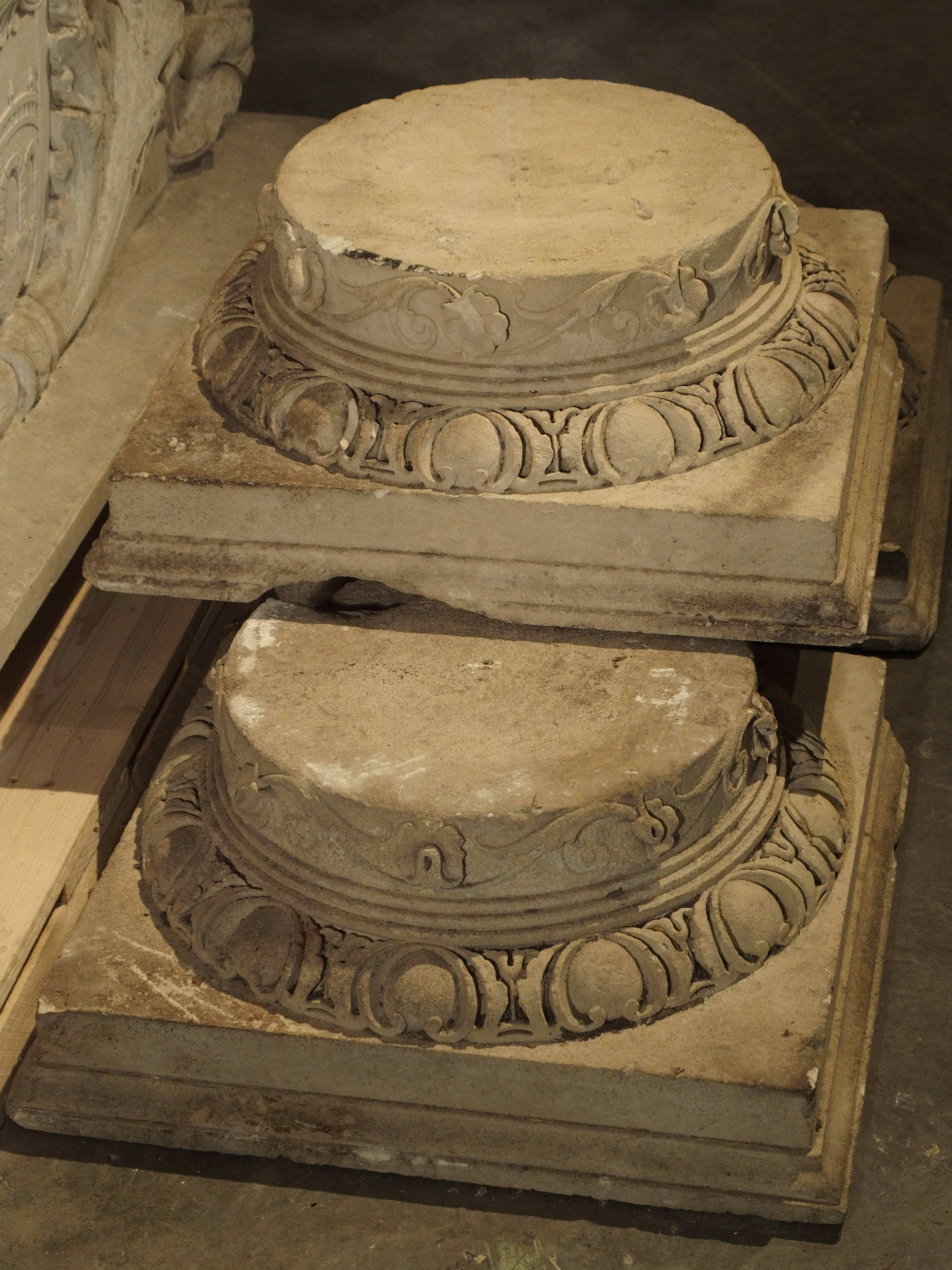 Set of Three Carved Stone Capitals from France, Near Beauvais, Early 1800s 1