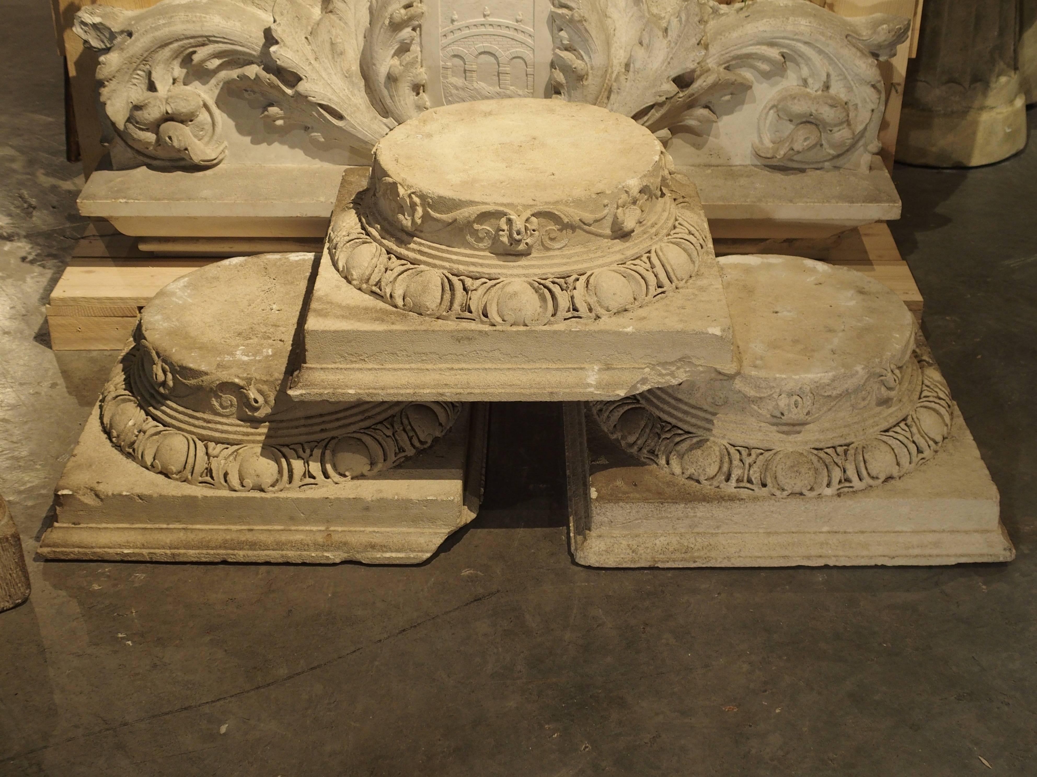 Set of Three Carved Stone Capitals from France, Near Beauvais, Early 1800s 3