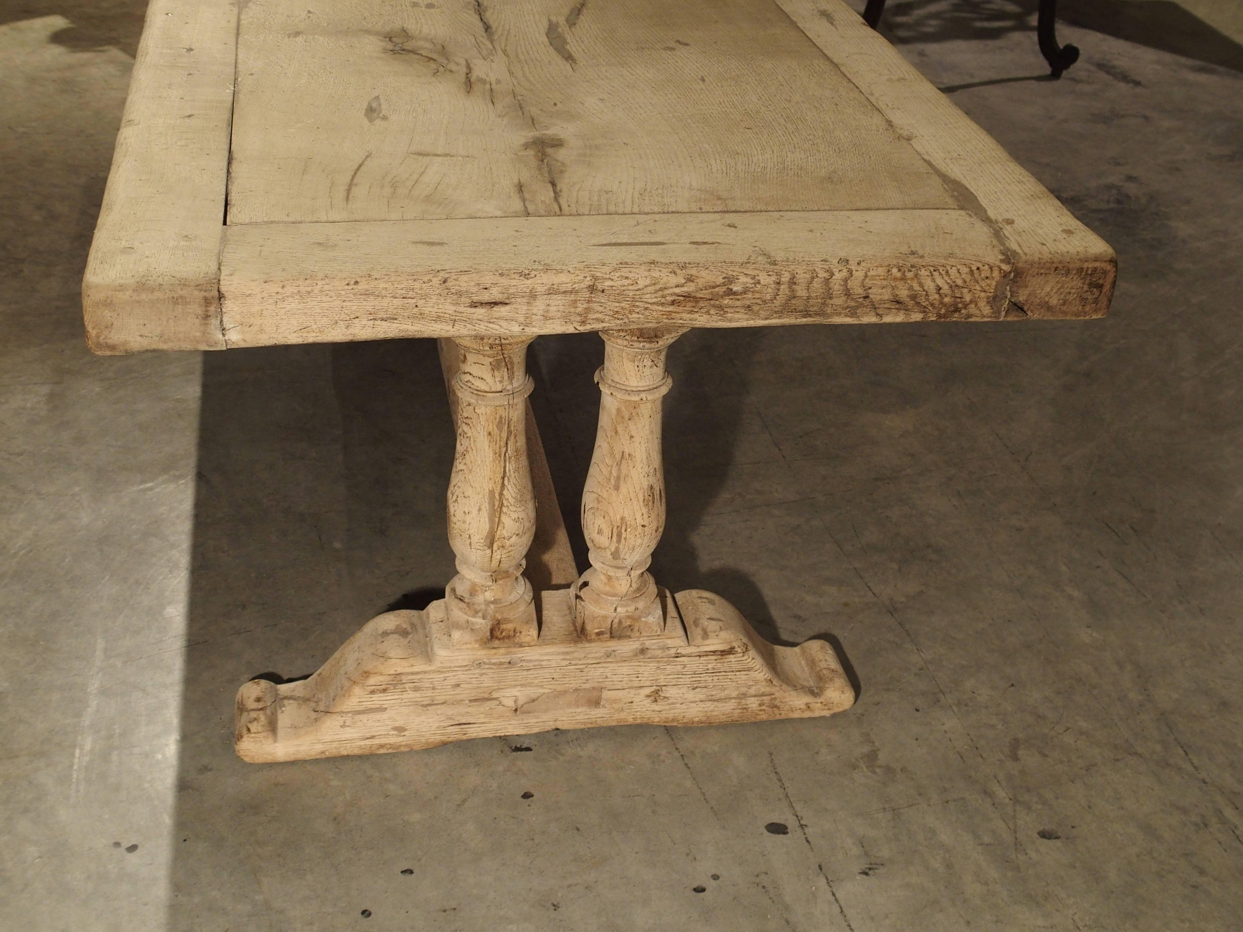Early 1900s Bleached Oak French Dining Table 1