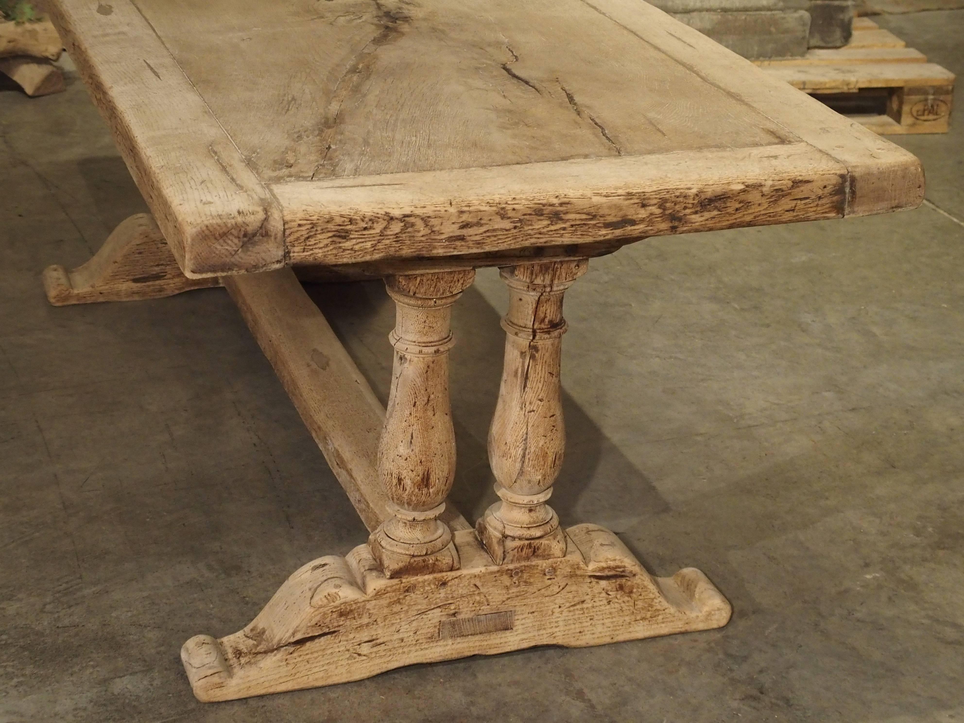 Early 1900s Bleached Oak French Dining Table 3
