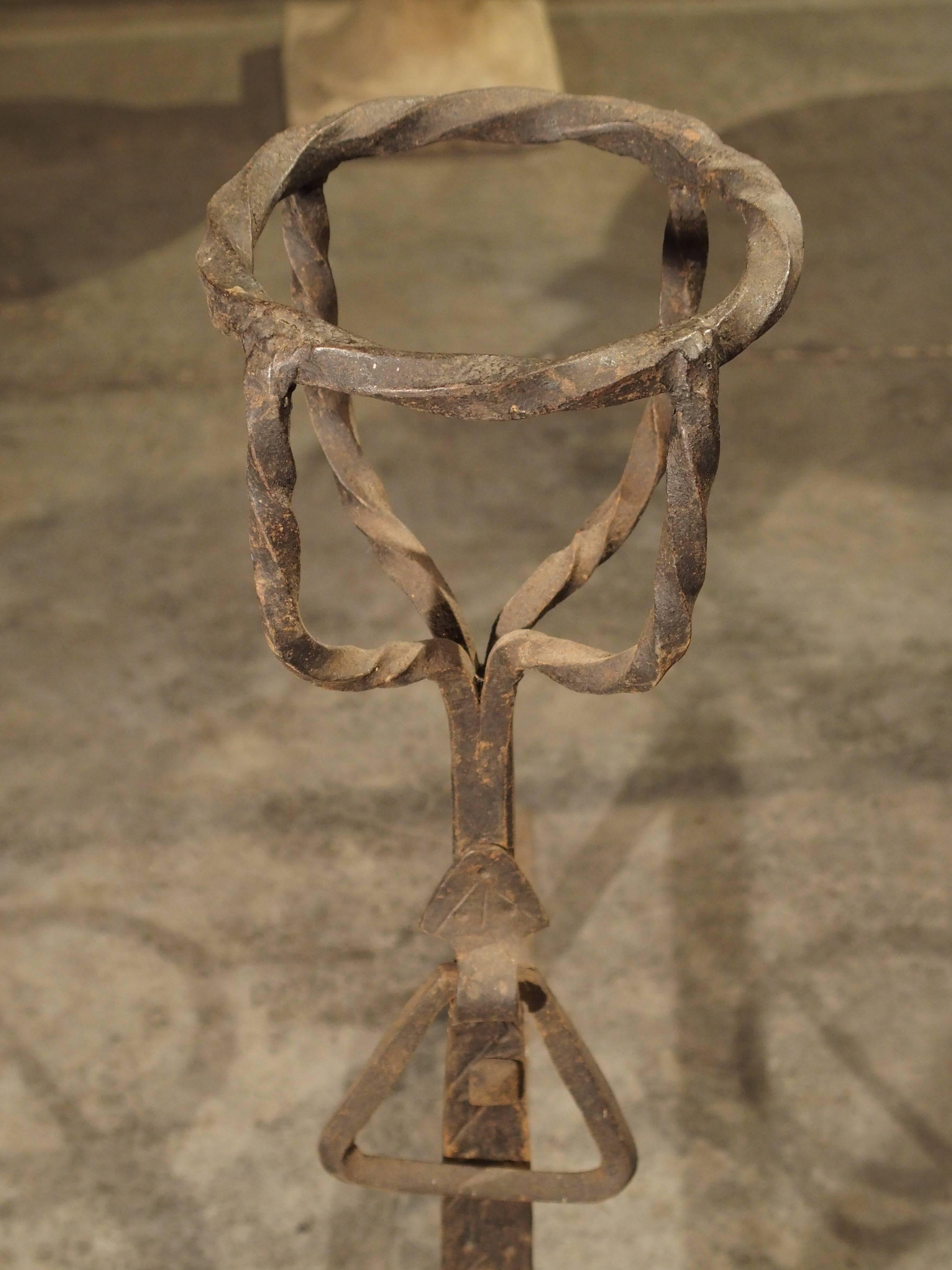 Iron Pair of Forged French Andirons from the 19th Century