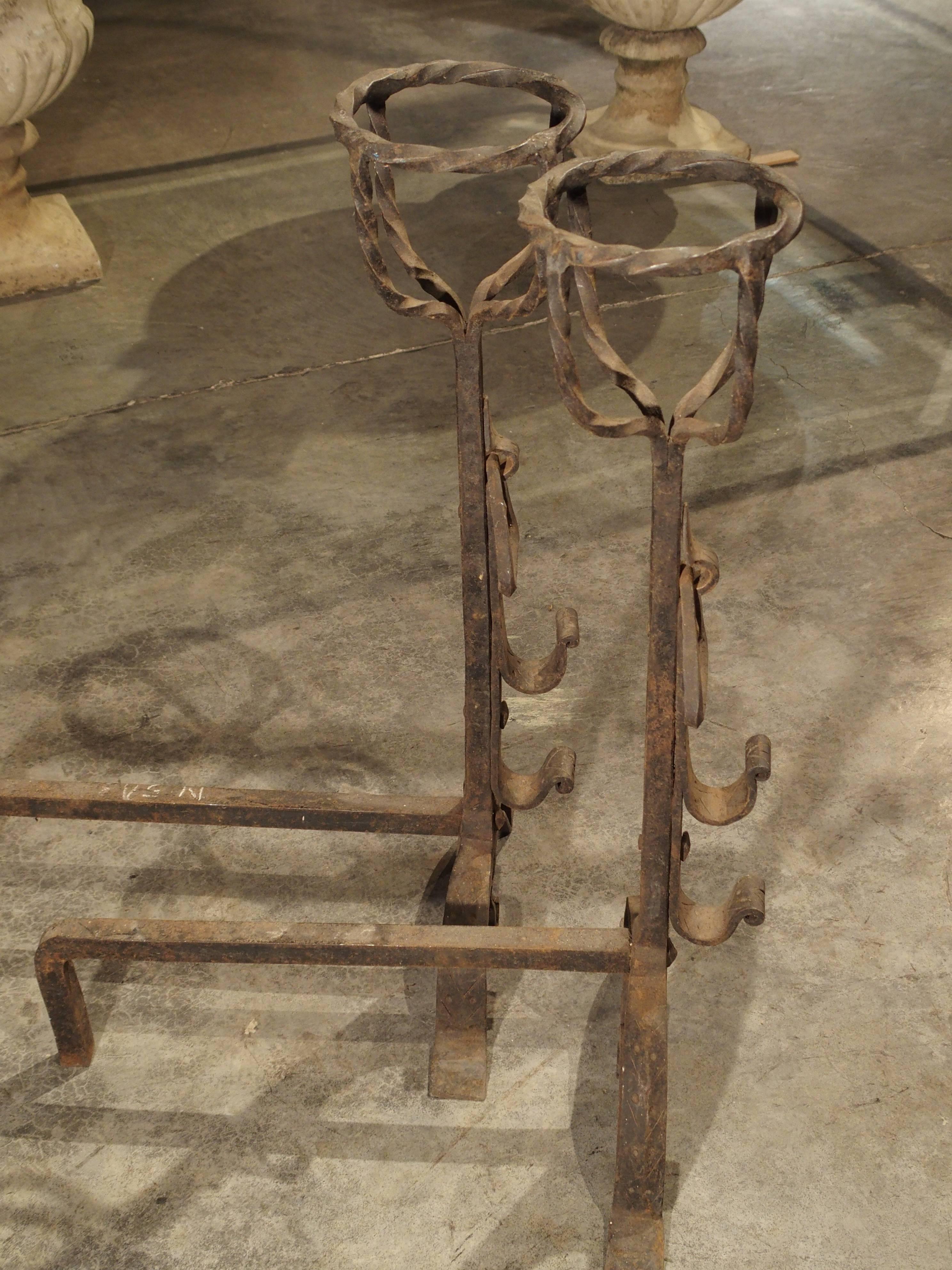 Pair of Forged French Andirons from the 19th Century 6