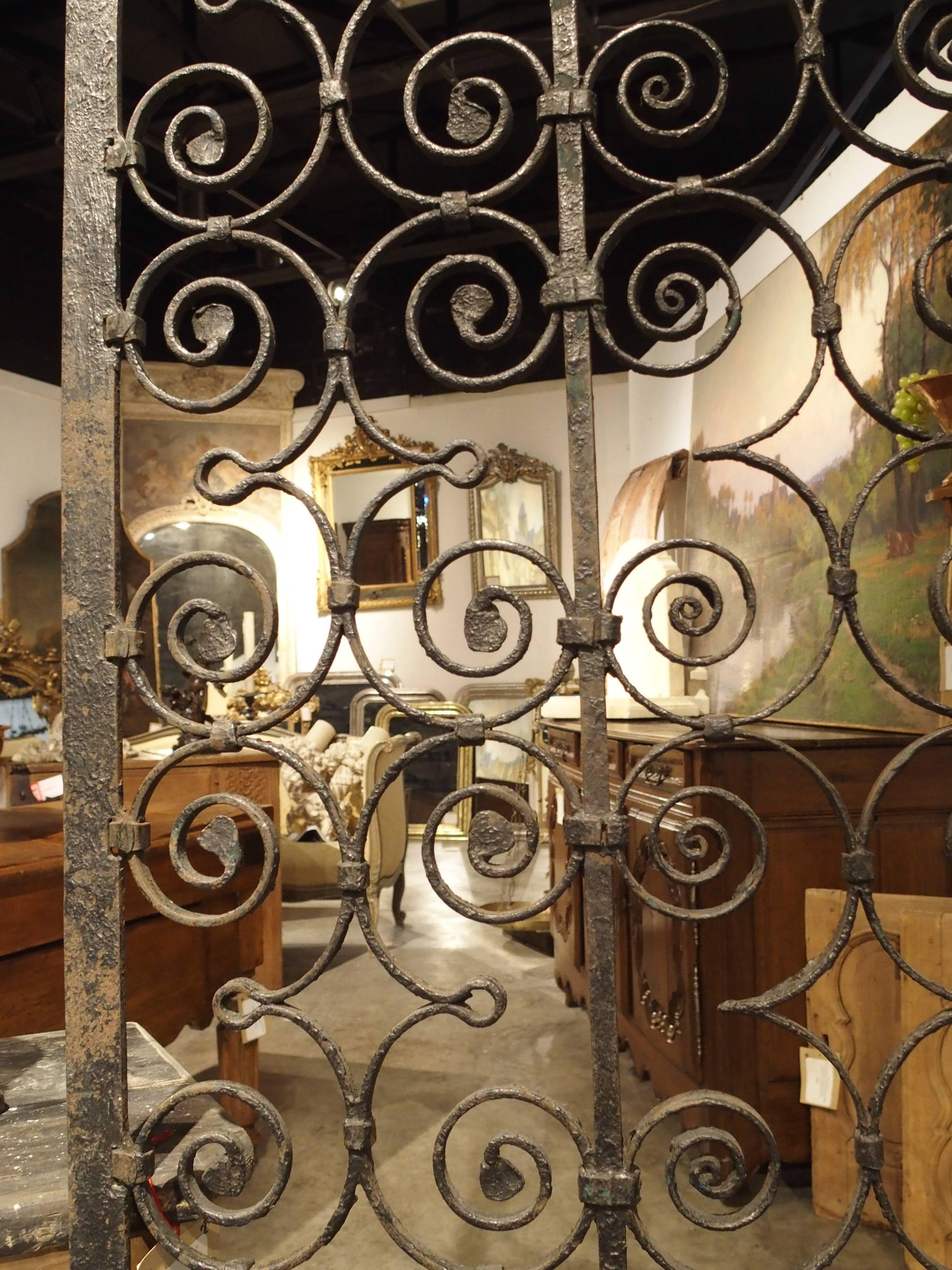 Medieval Pair of Scrolled Forged Iron Gates from France, 1800s