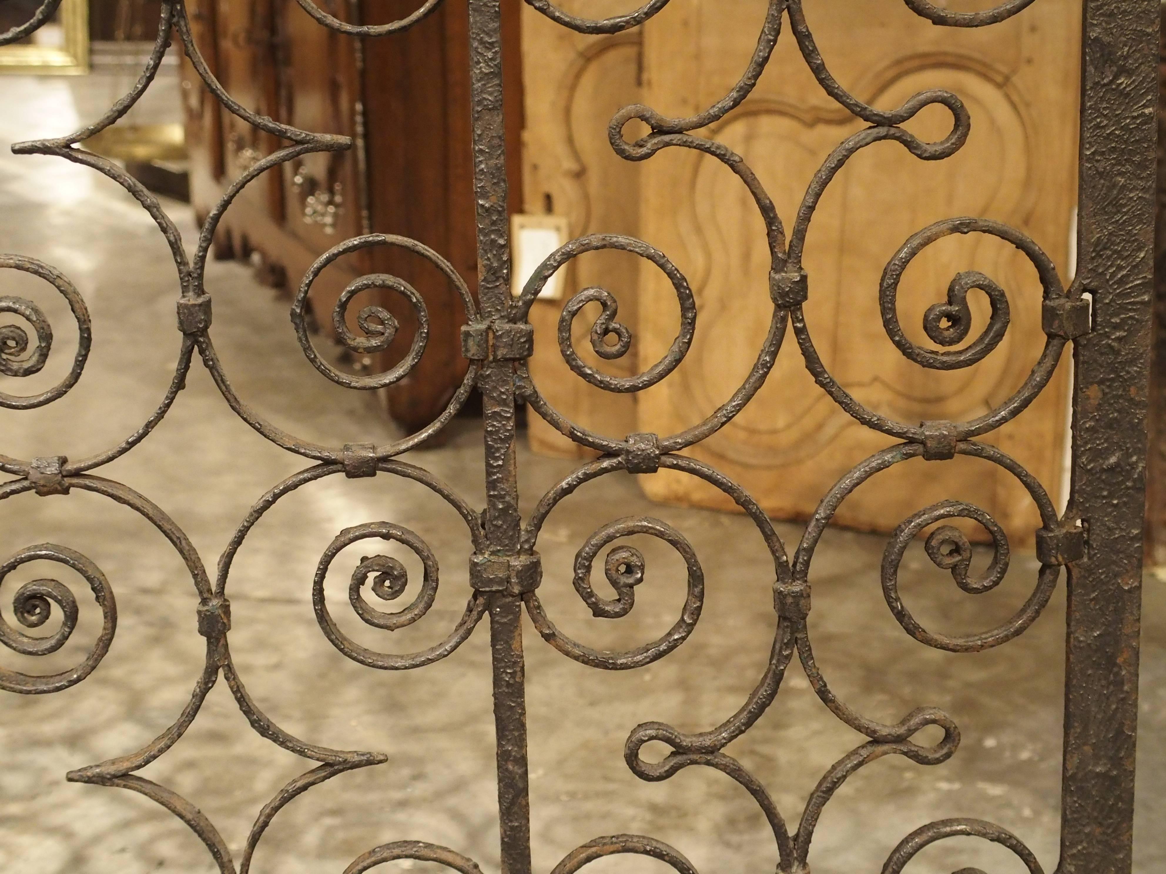 French Pair of Scrolled Forged Iron Gates from France, 1800s