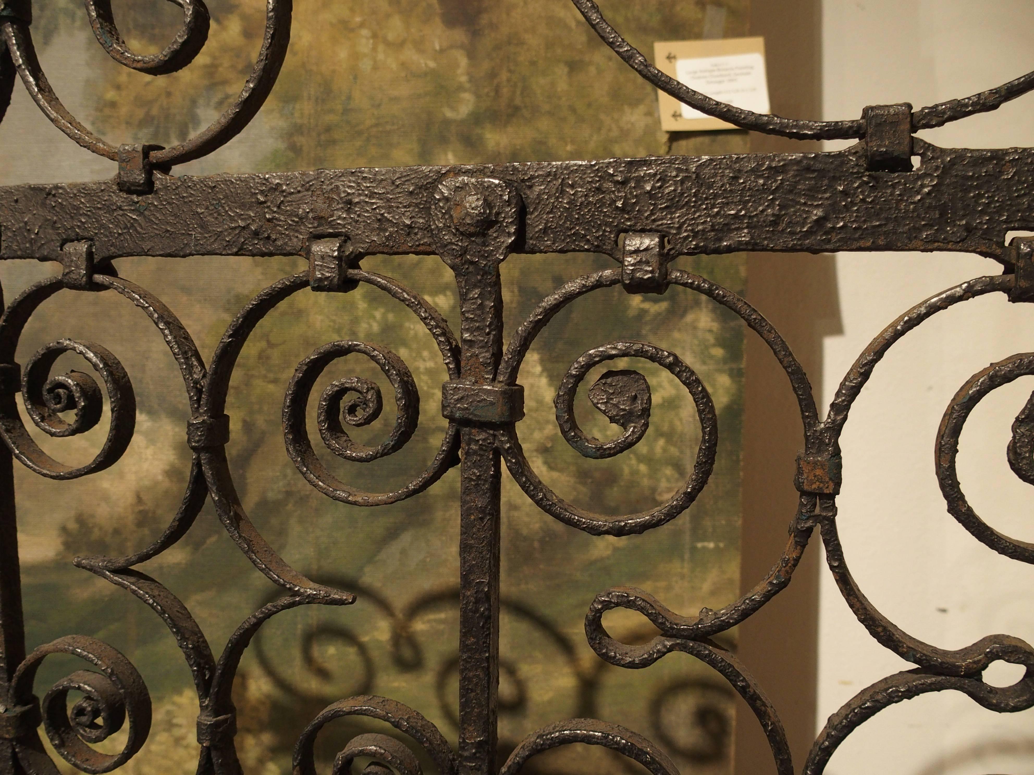 Pair of Scrolled Forged Iron Gates from France, 1800s In Good Condition In Dallas, TX