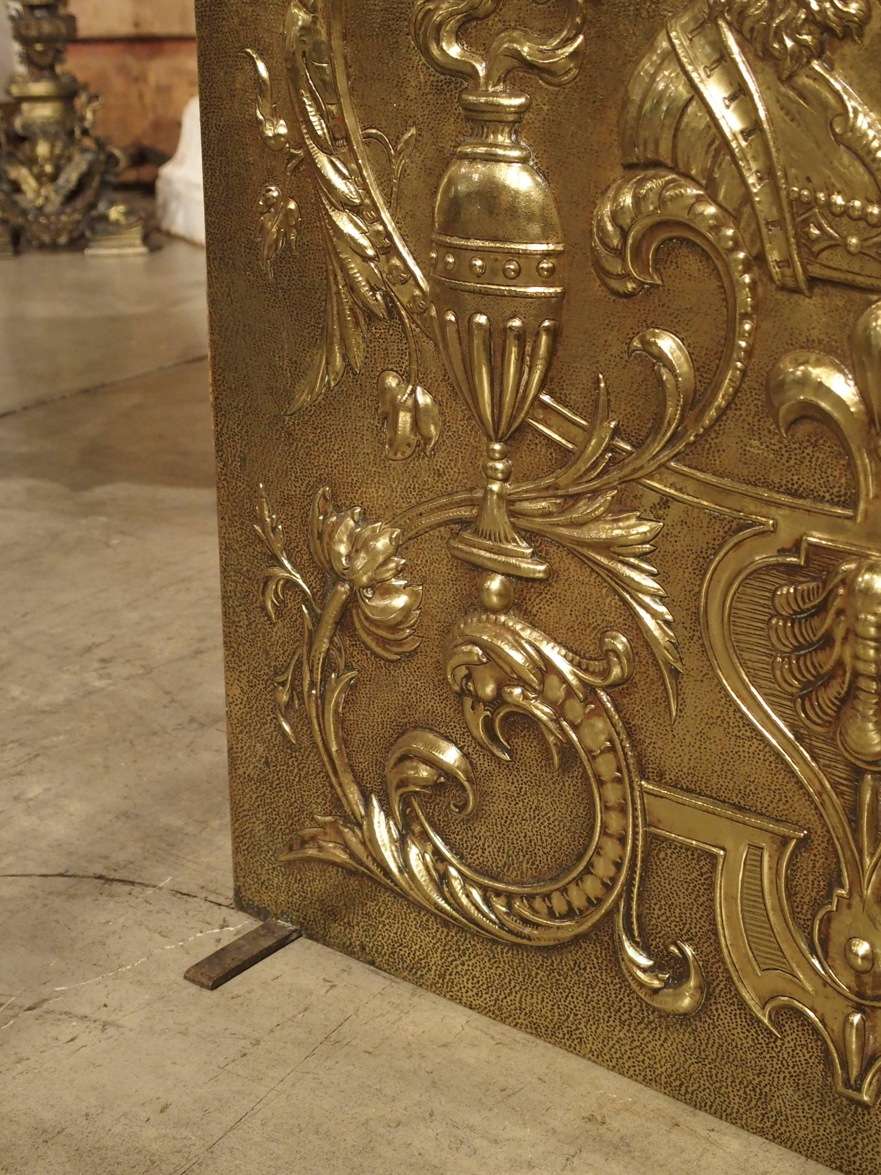 19th Century Antique Brass Fireplace Screen from France, circa 1880