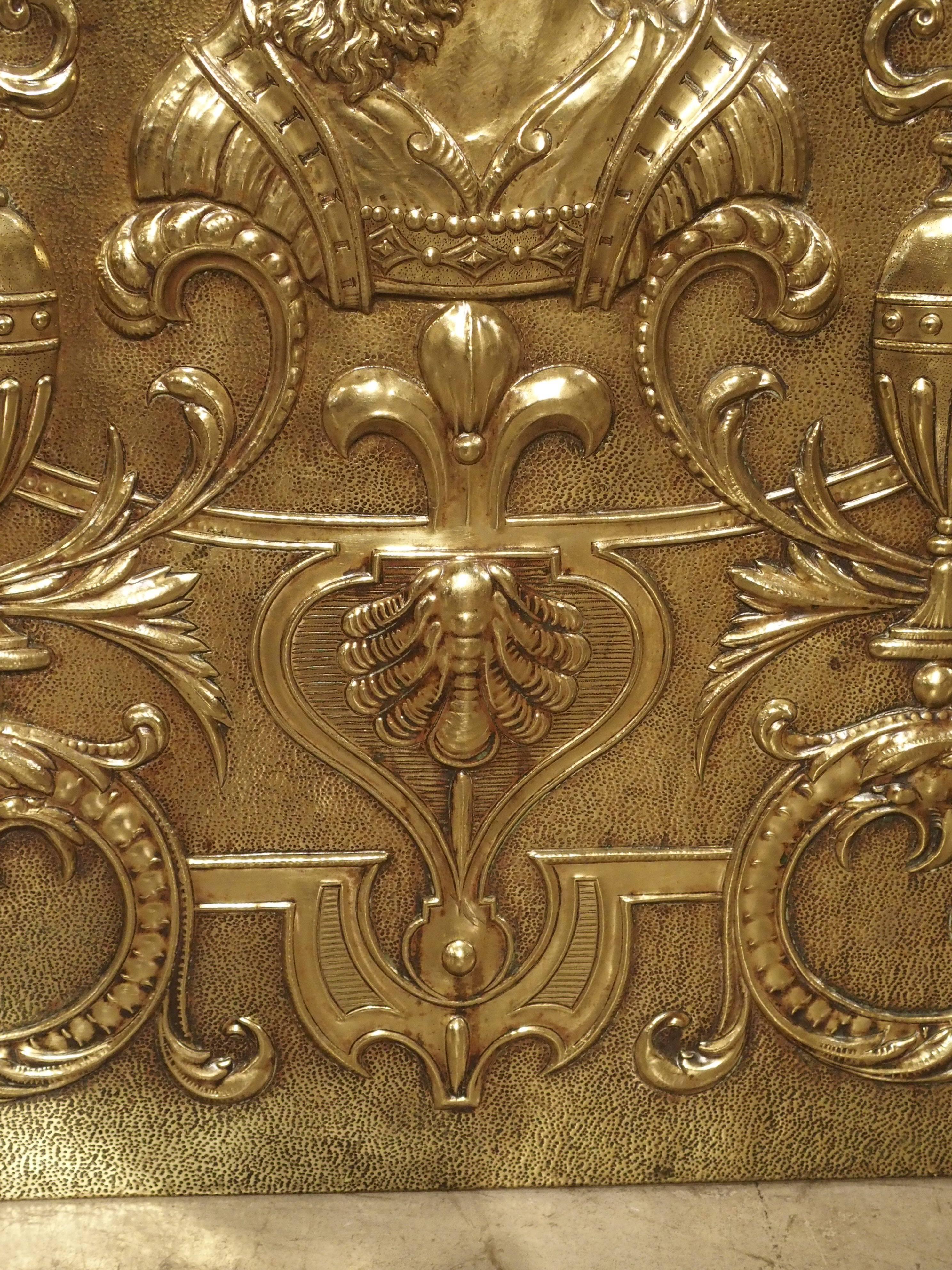 Antique Brass Fireplace Screen from France, circa 1880 1