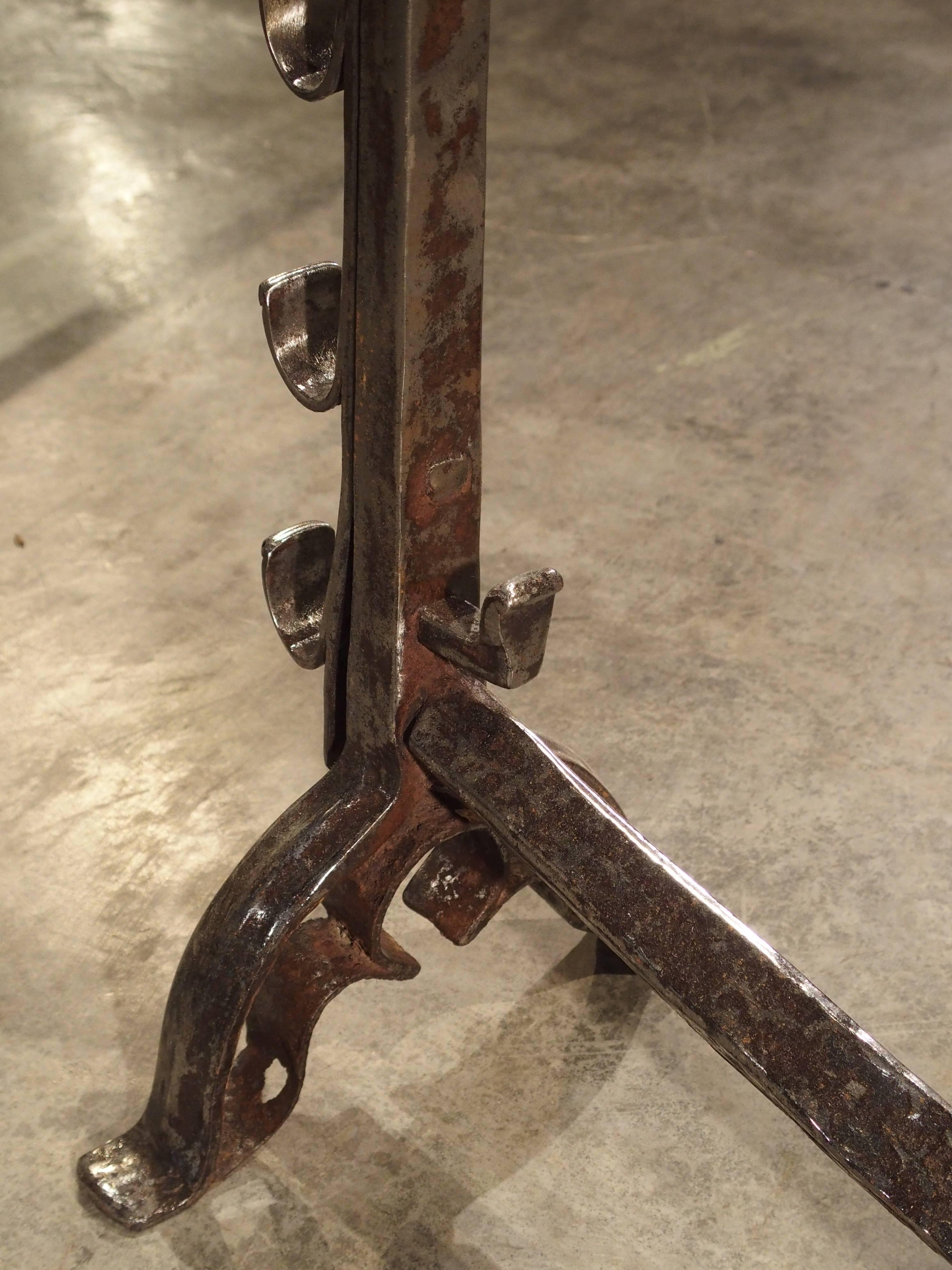 Pair of Antique French Andirons, Forged in 17th Century 1