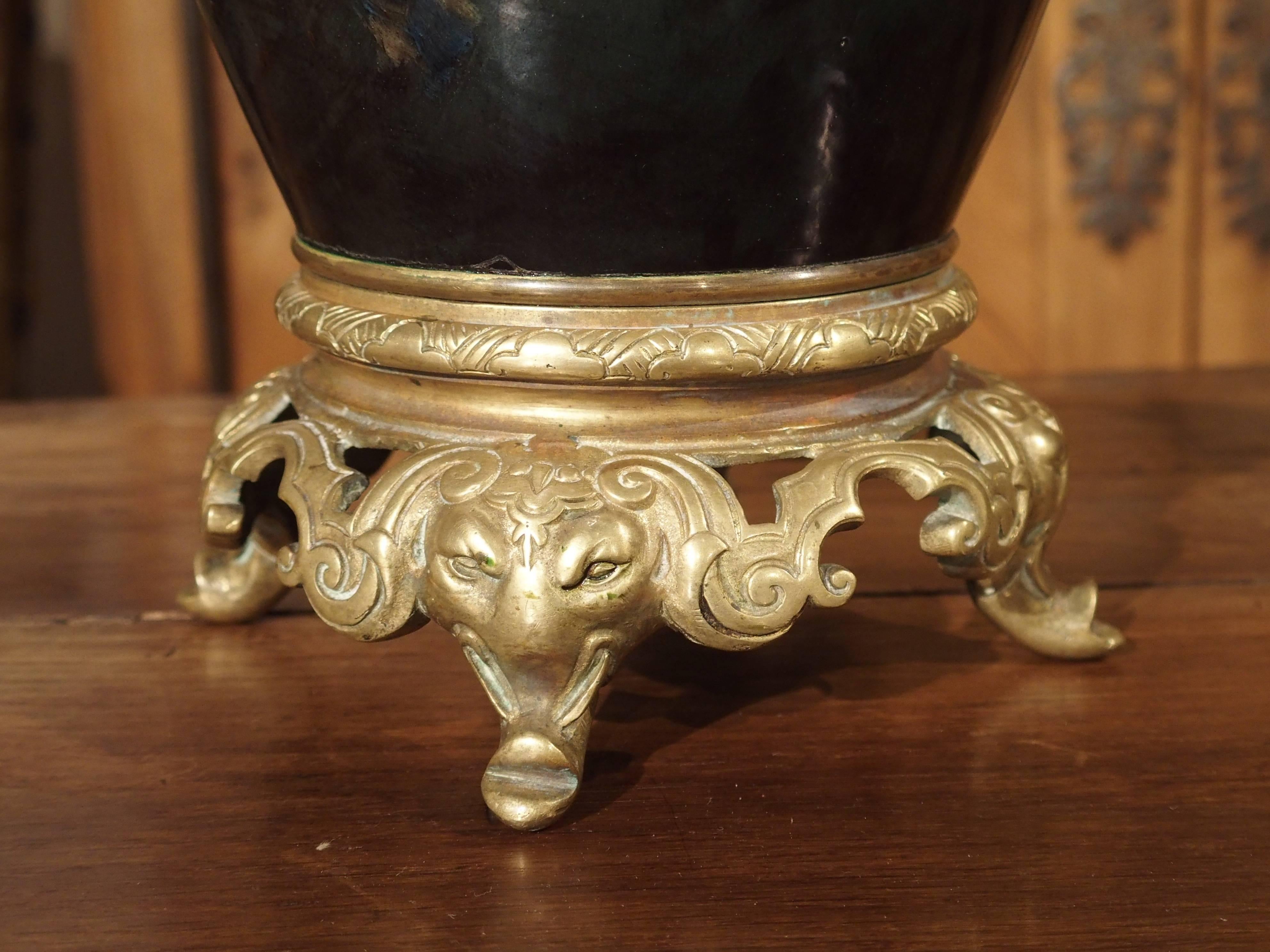 Fired Antique Barbotine with Bronze Ormolu, LeFront, circa 1880
