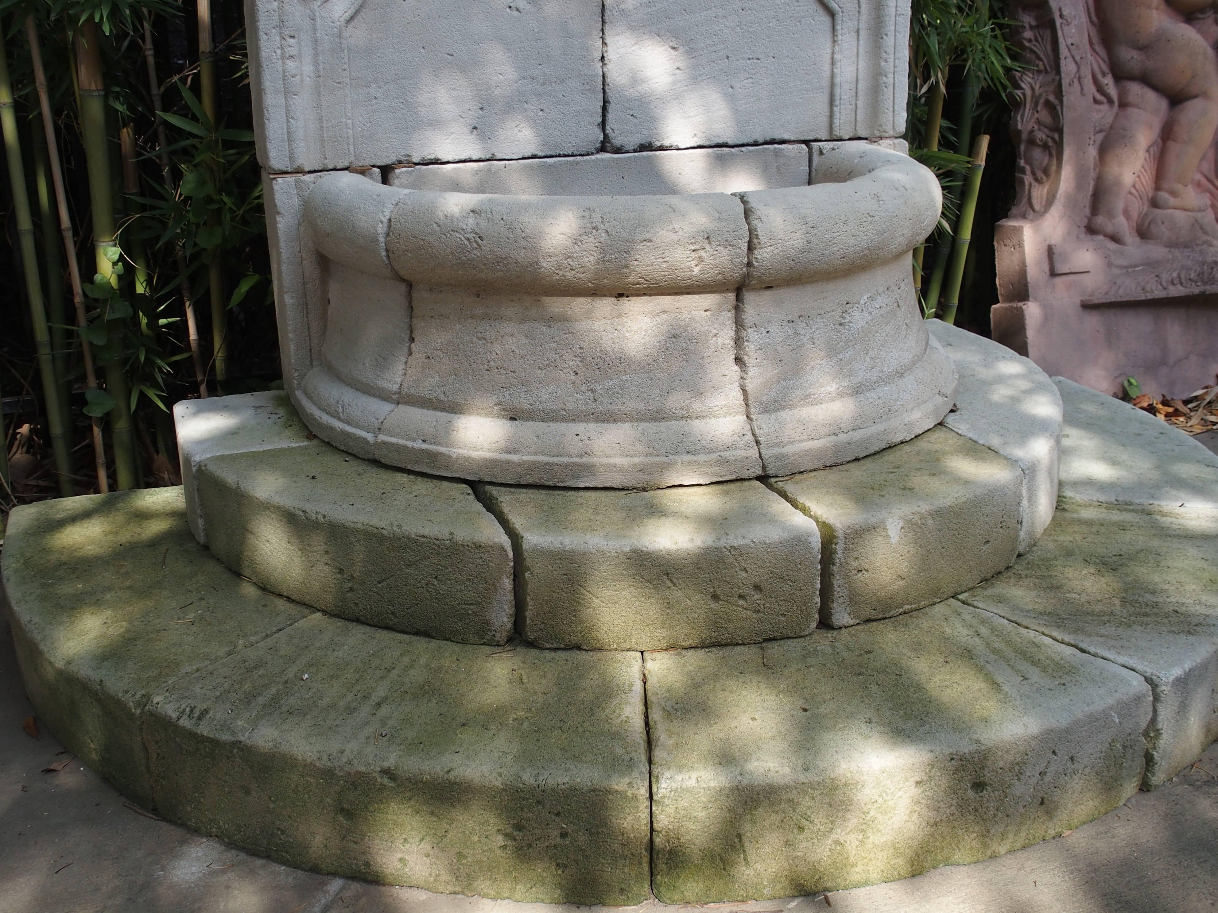 Hand-Carved Carved Limestone Ram's Head Wall Fountain from France