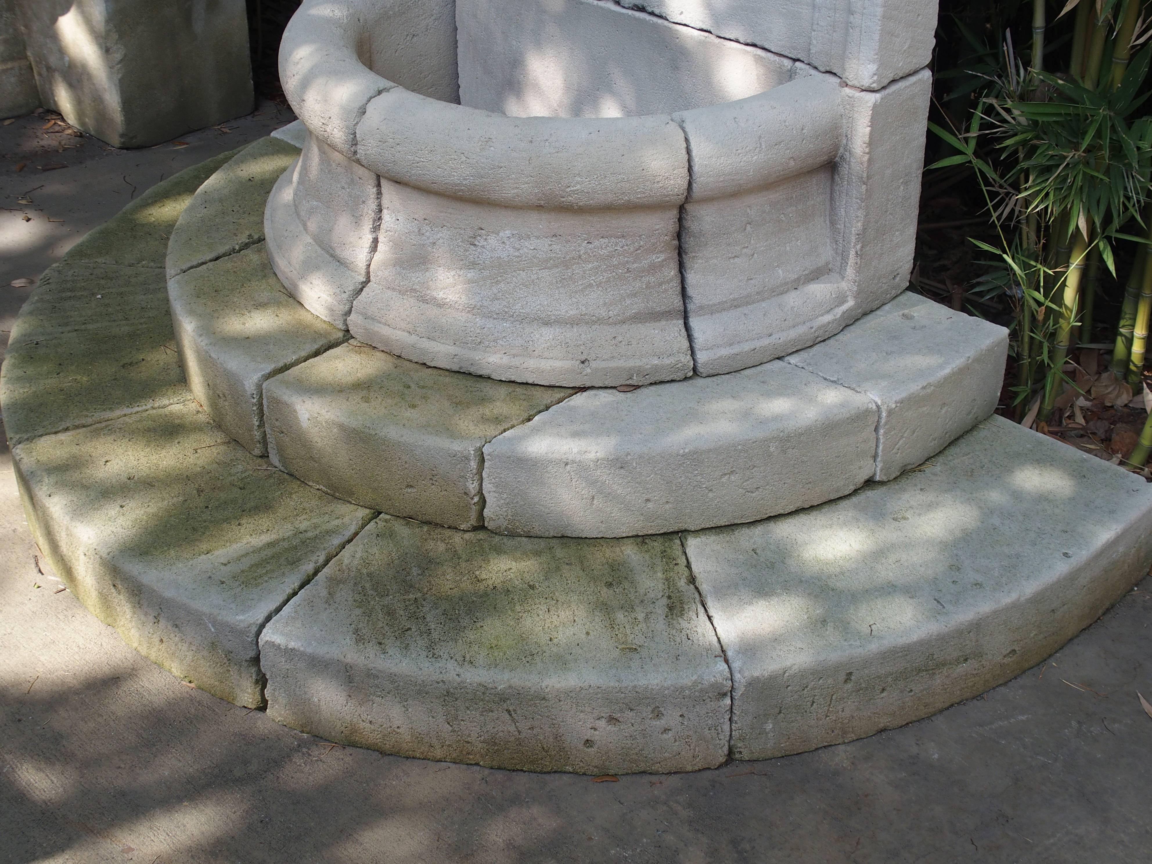 Contemporary Carved Limestone Ram's Head Wall Fountain from France