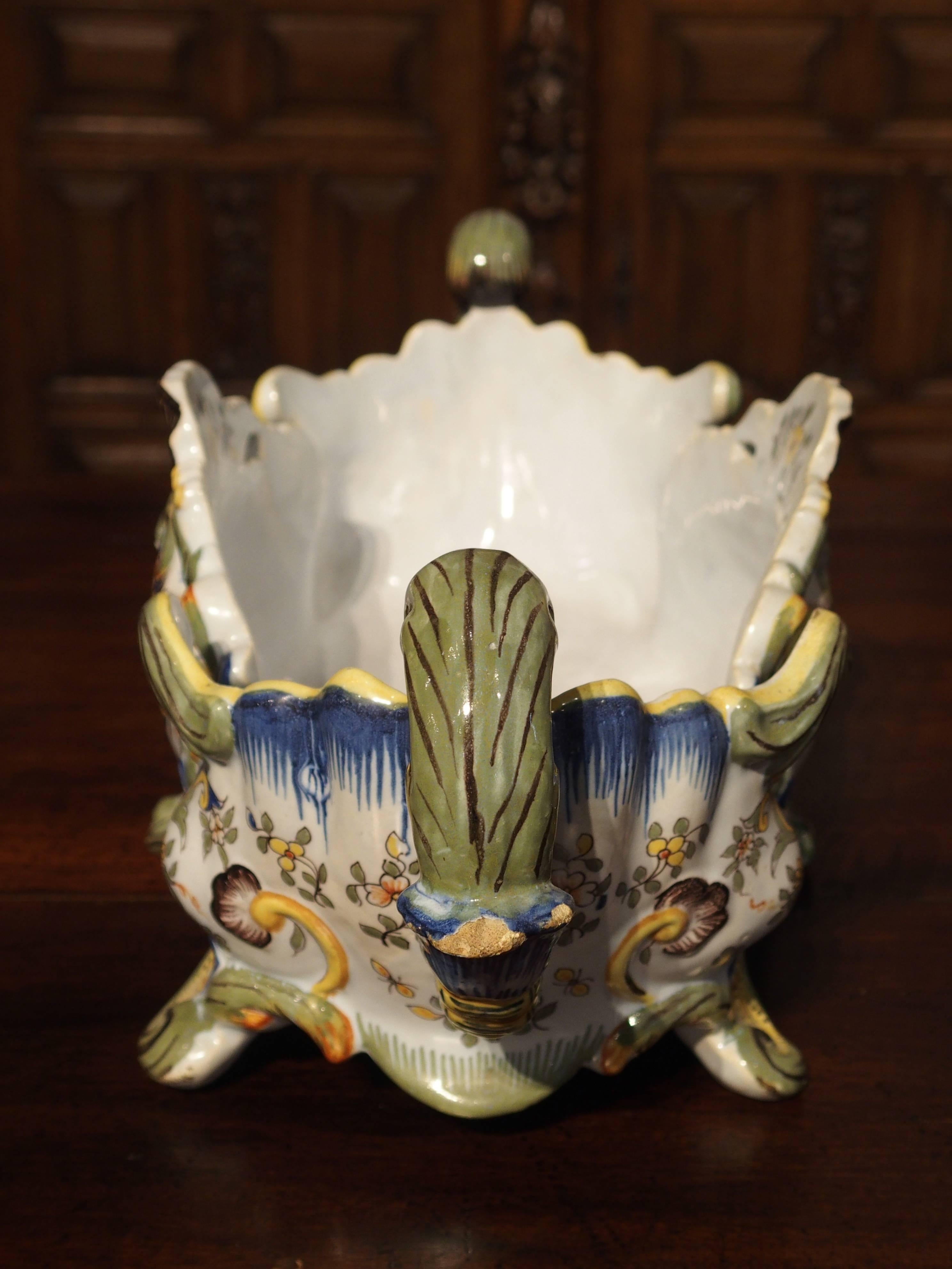 Antique Faience Jardiniere, Granville France, Early 1900s 2