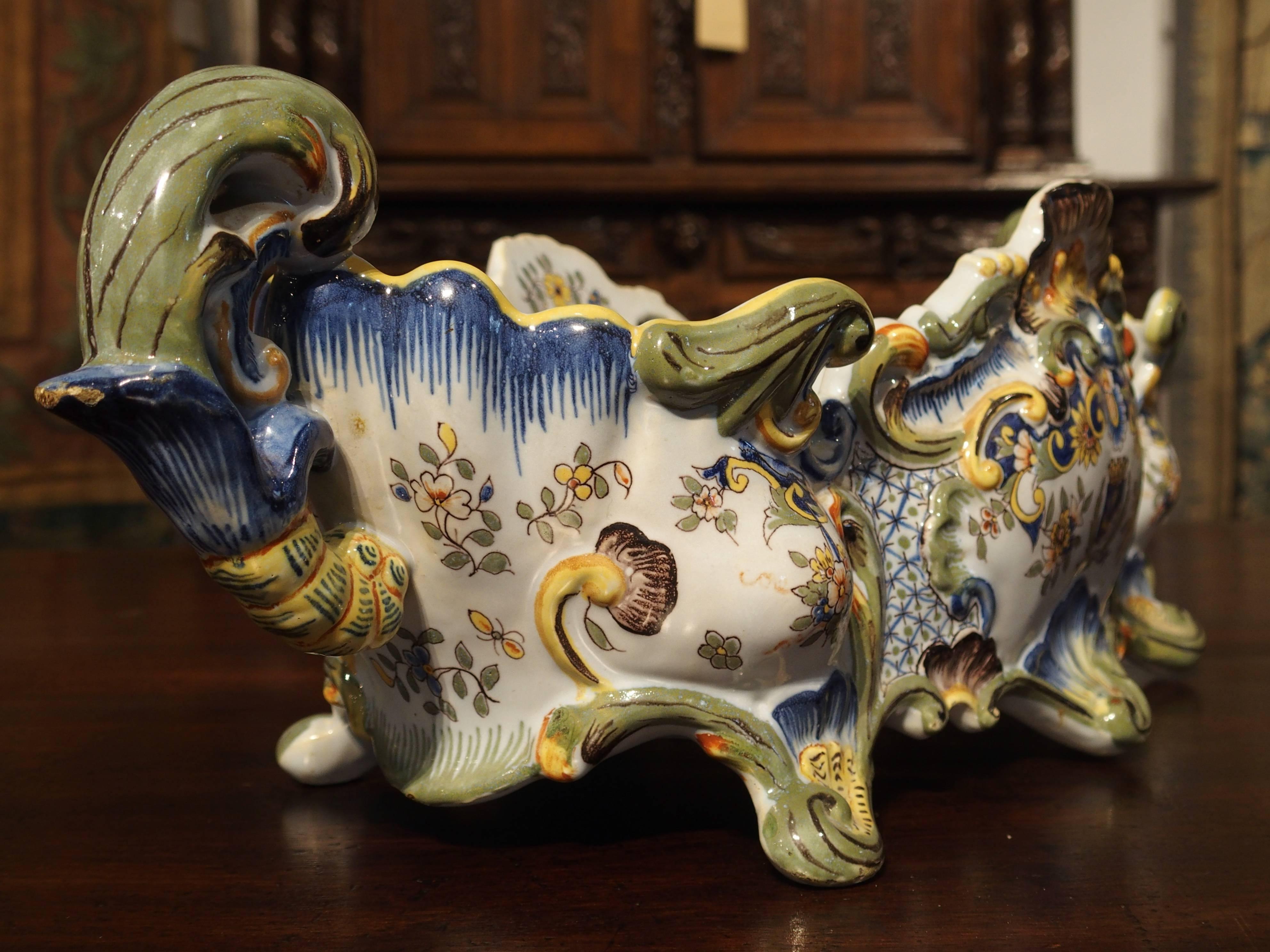 Antique Faience Jardiniere, Granville France, Early 1900s 4