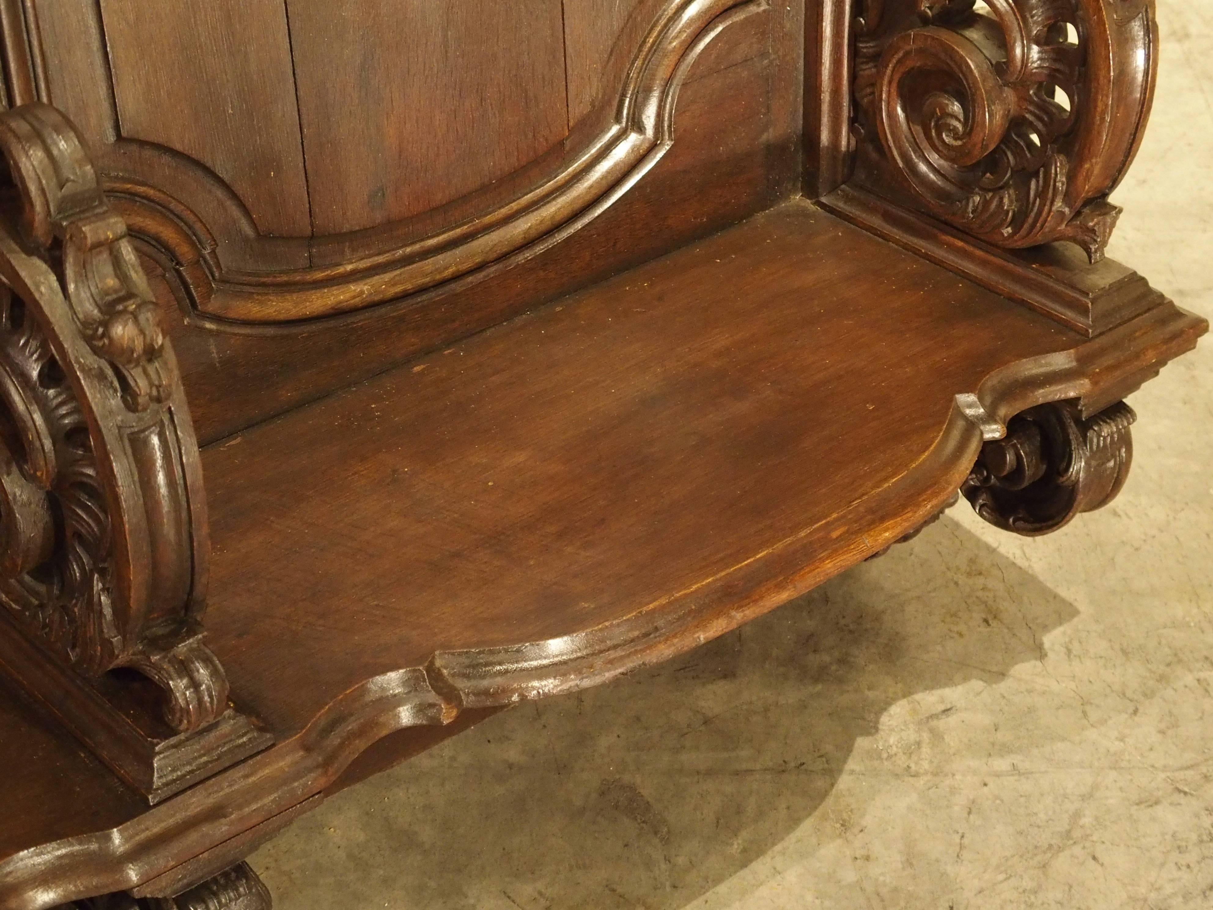 Belgian 19th Century Sculpted Oak Stall from a Private Chapel in Liege, Belgium