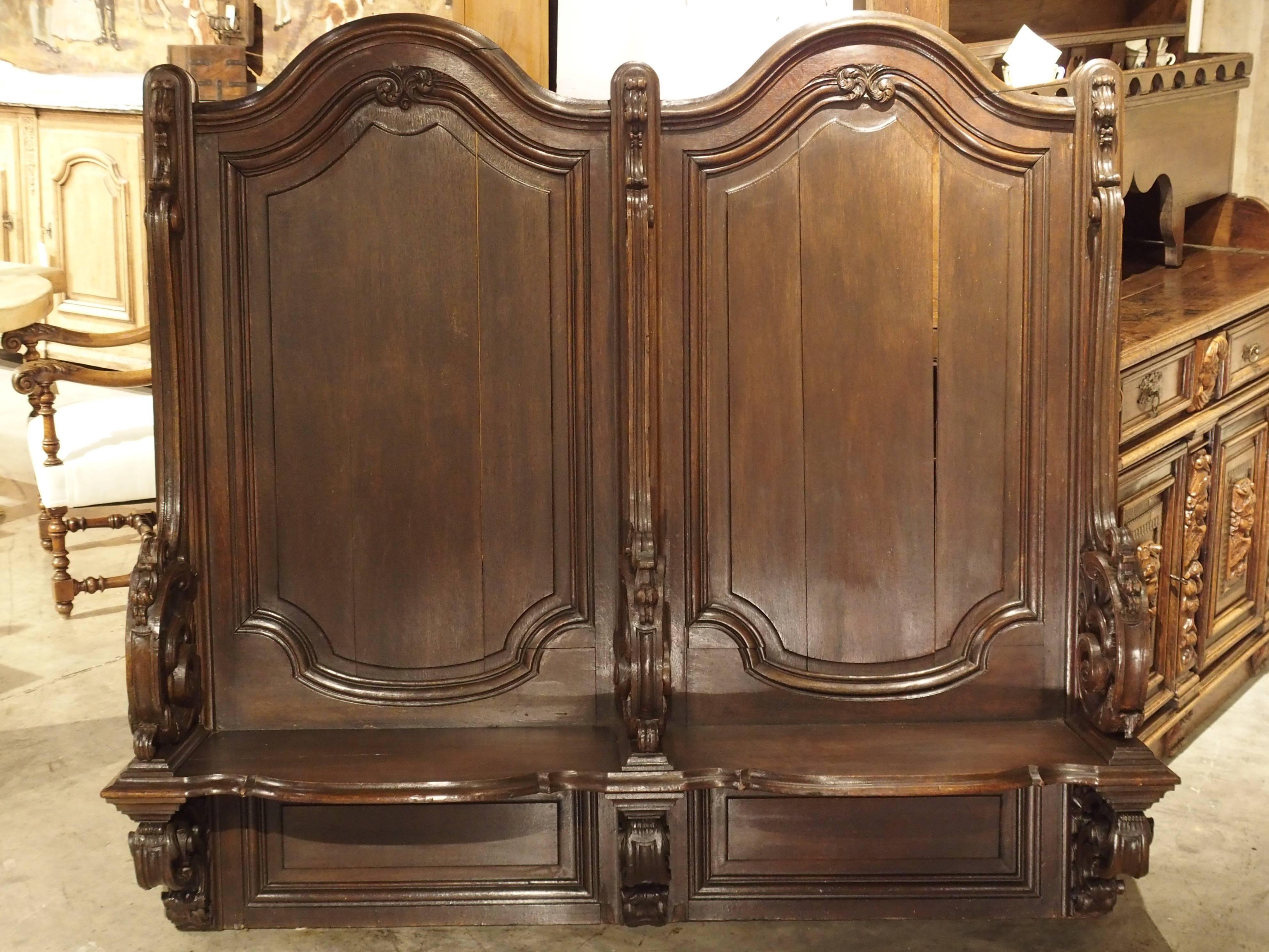 Hand-Carved 19th Century Sculpted Oak Stall from a Private Chapel in Liege, Belgium