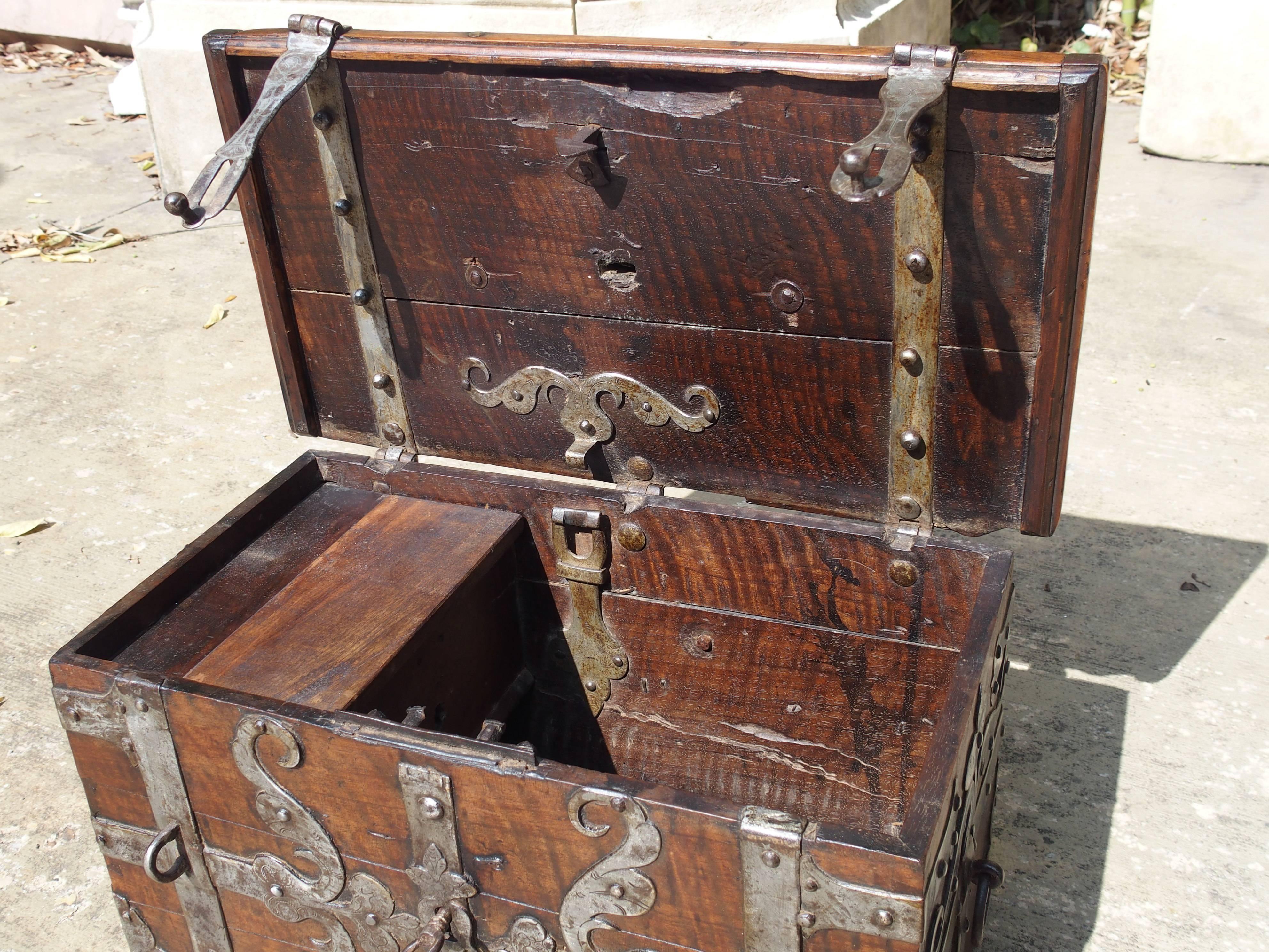 18th Century and Earlier 17th Century Walnut Wood and Iron Table Trunk, France