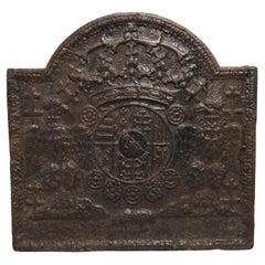 Early 1800s Heraldic Cast Iron Fireback from France