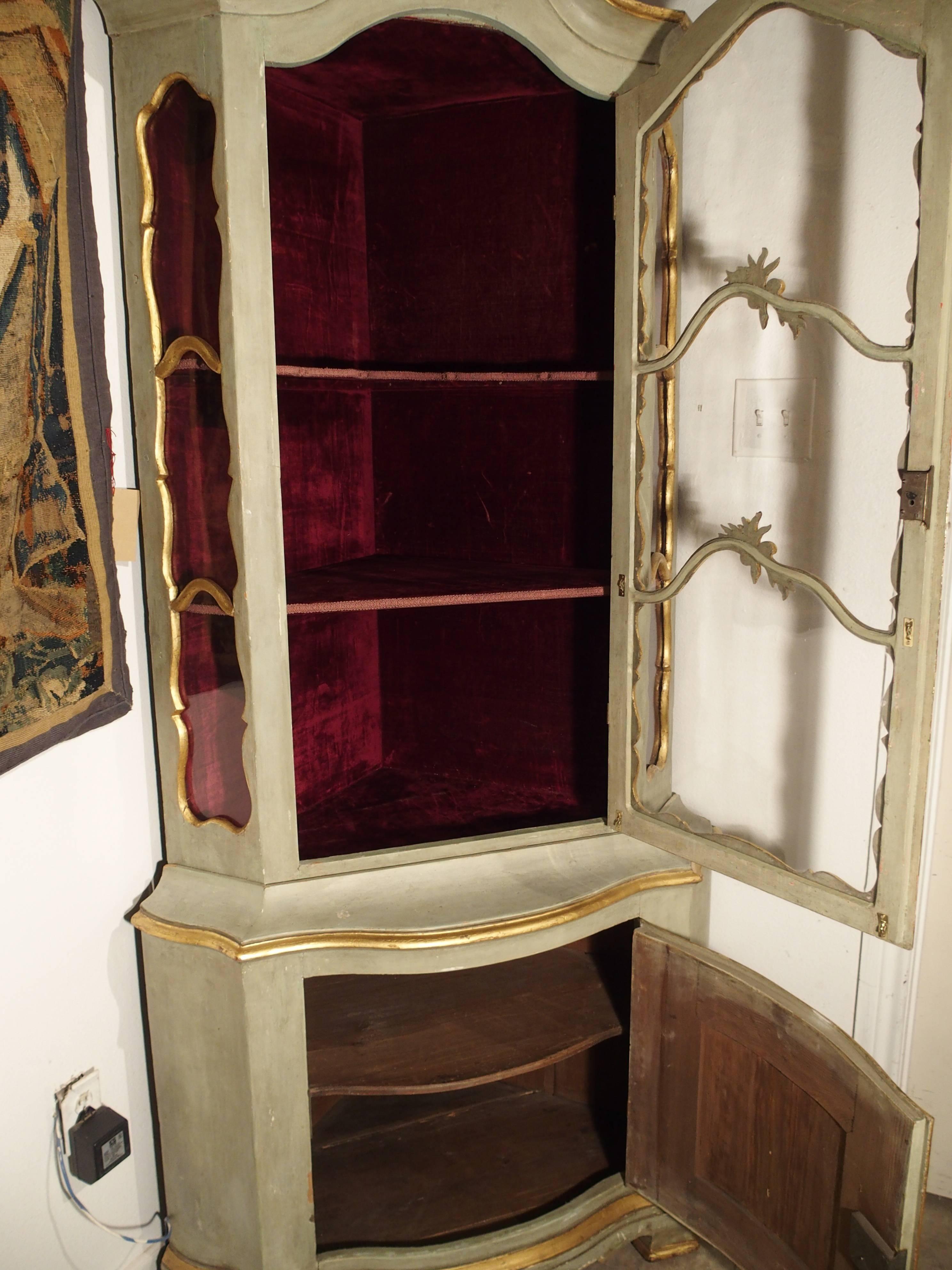 Pair of Painted and Gilt Corner Cabinets from Italy, circa 1870 3