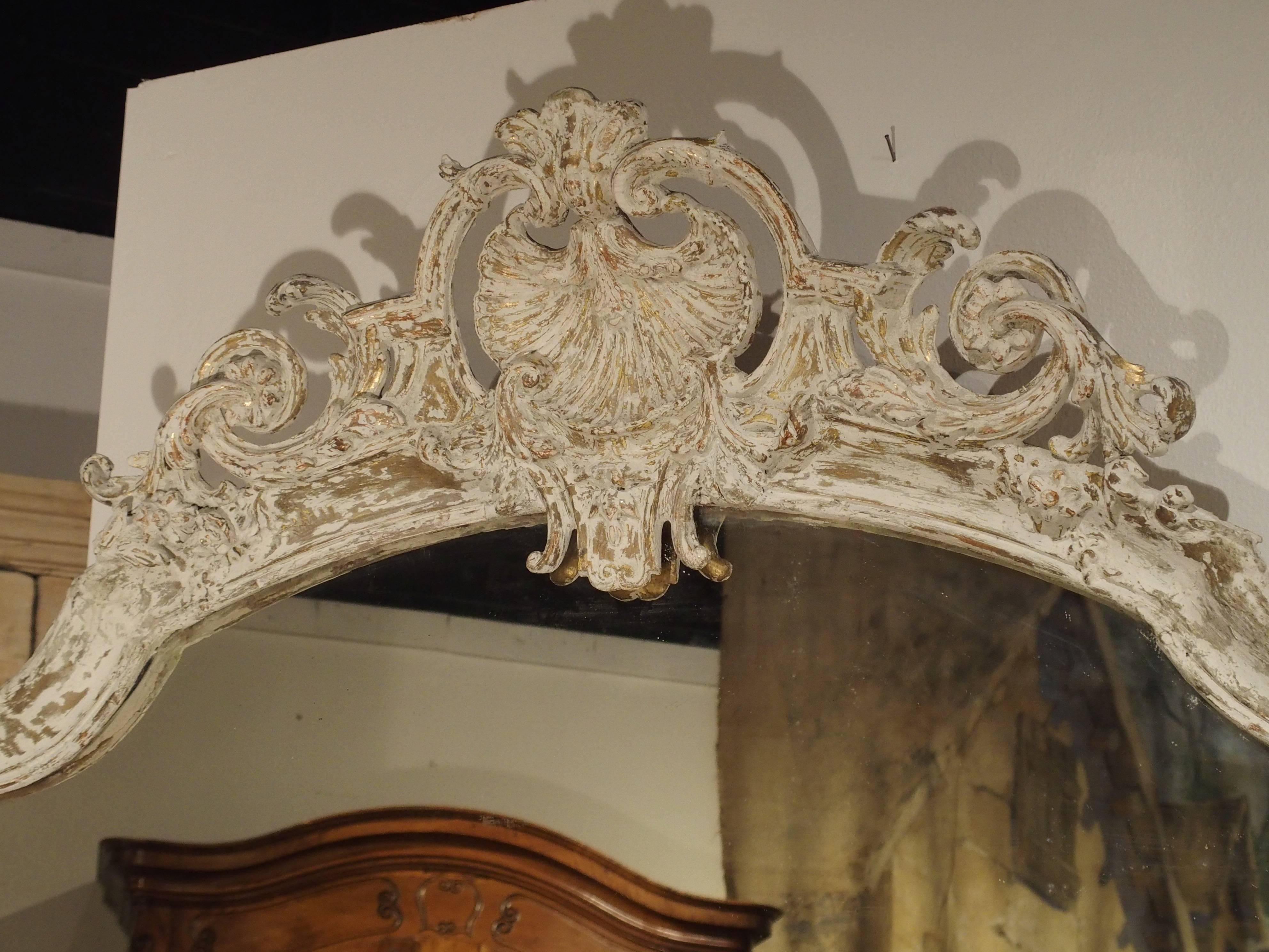 Large 19th Century Louis XV Style Painted Mirror from France In Good Condition In Dallas, TX