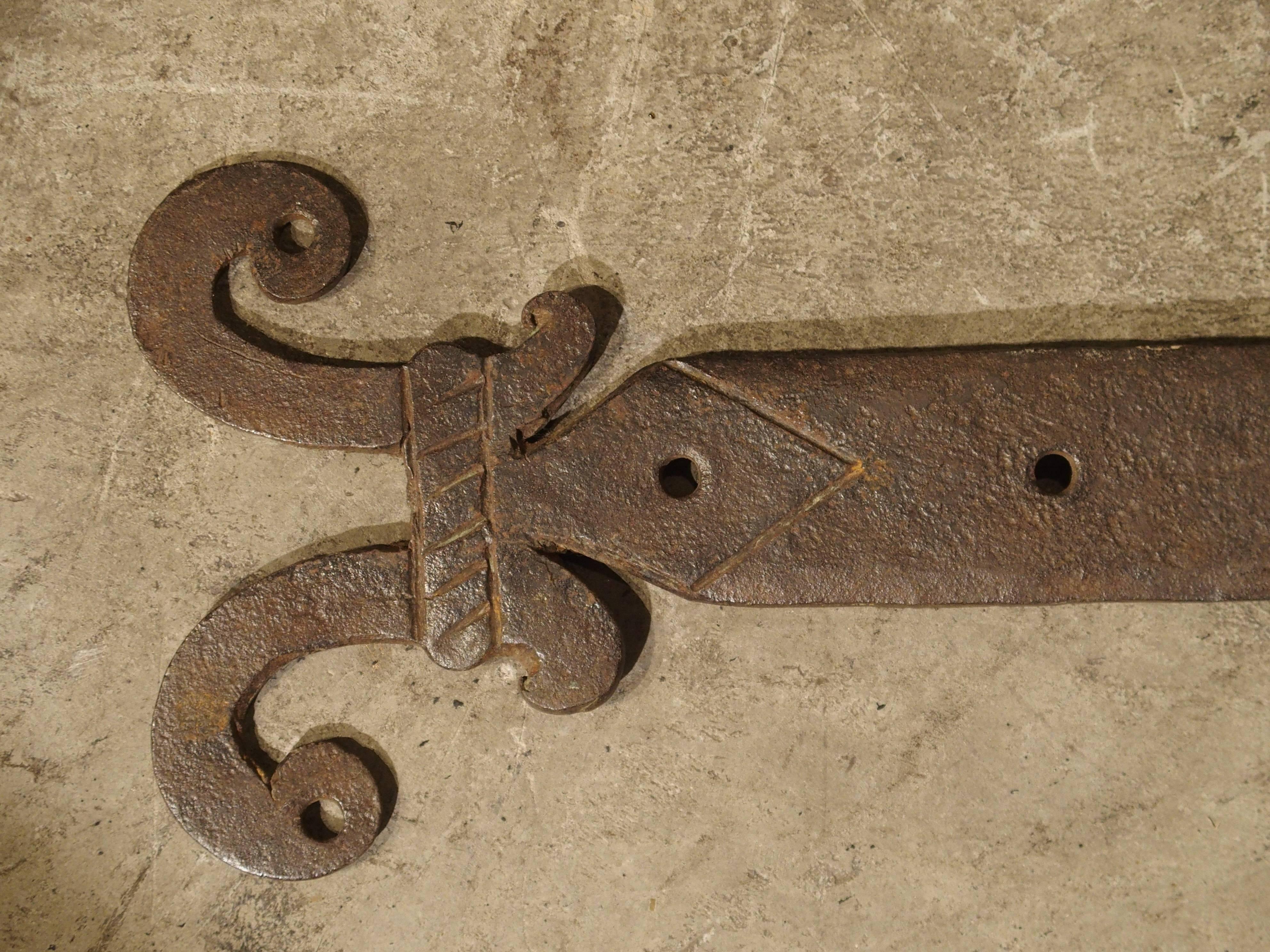 Pair of 15th Century Iron Door Straps from France For Sale 2