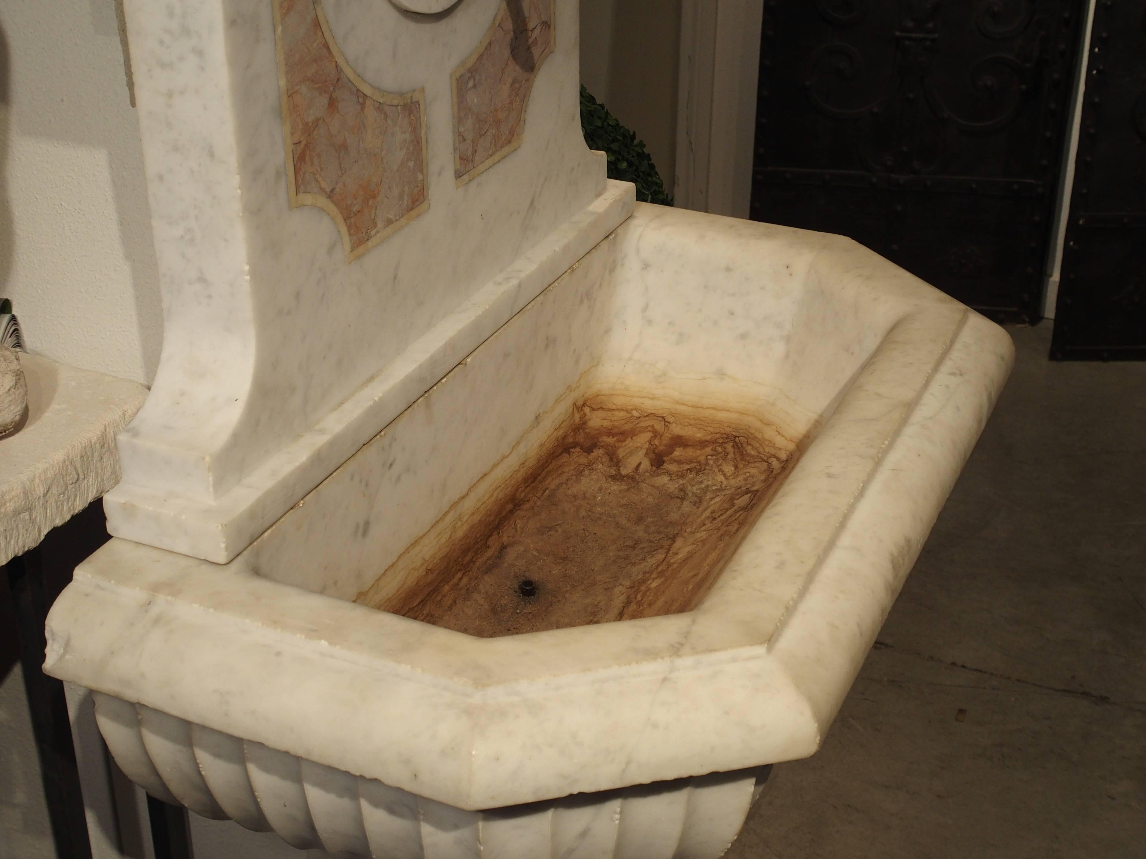 Antique Carved Marble Wall Fountain from Italy, circa 1850 2