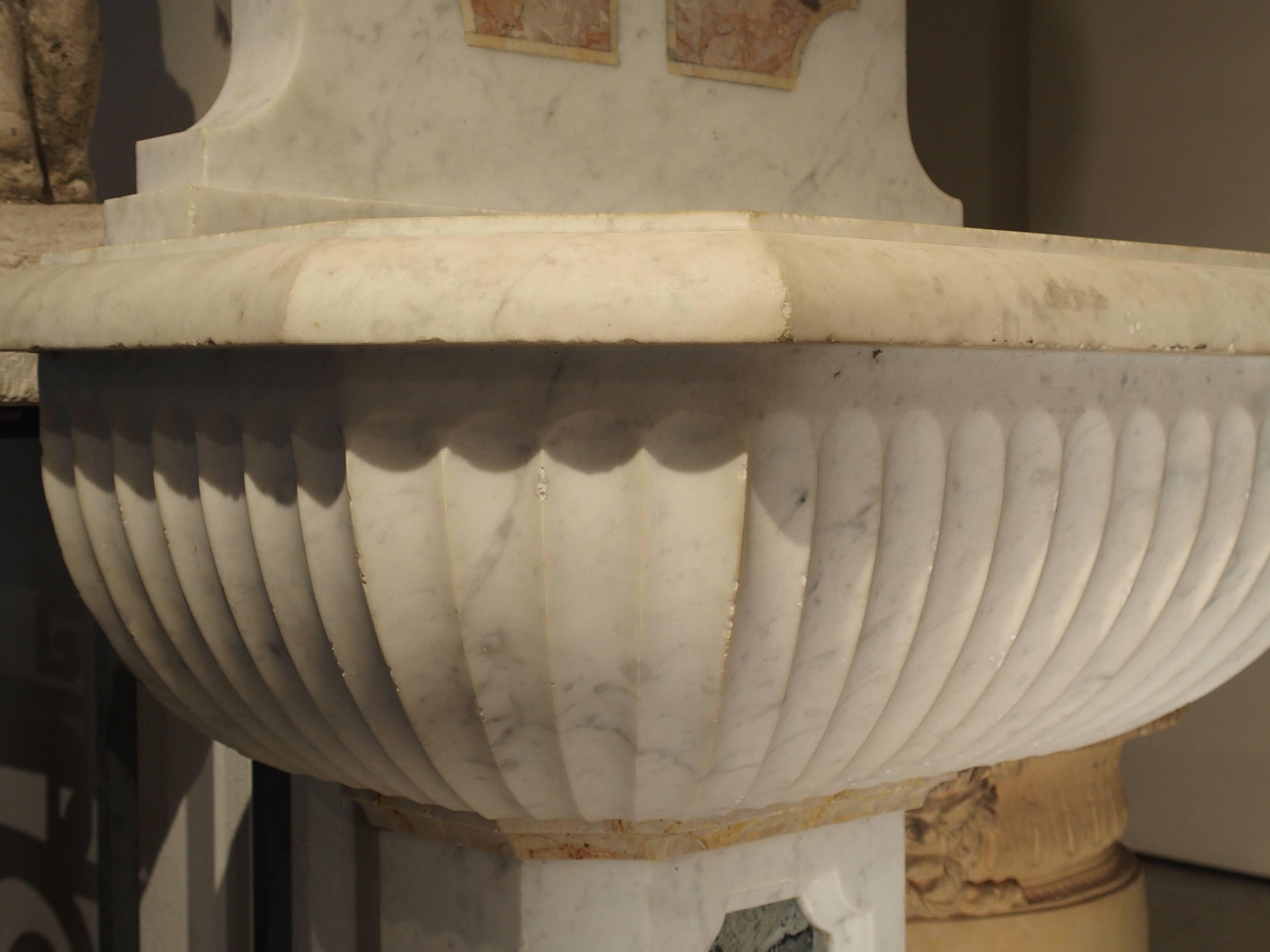 Antique Carved Marble Wall Fountain from Italy, circa 1850 4