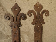 Pair of 15th Century Fleur-de-Lys Iron Door Straps from France