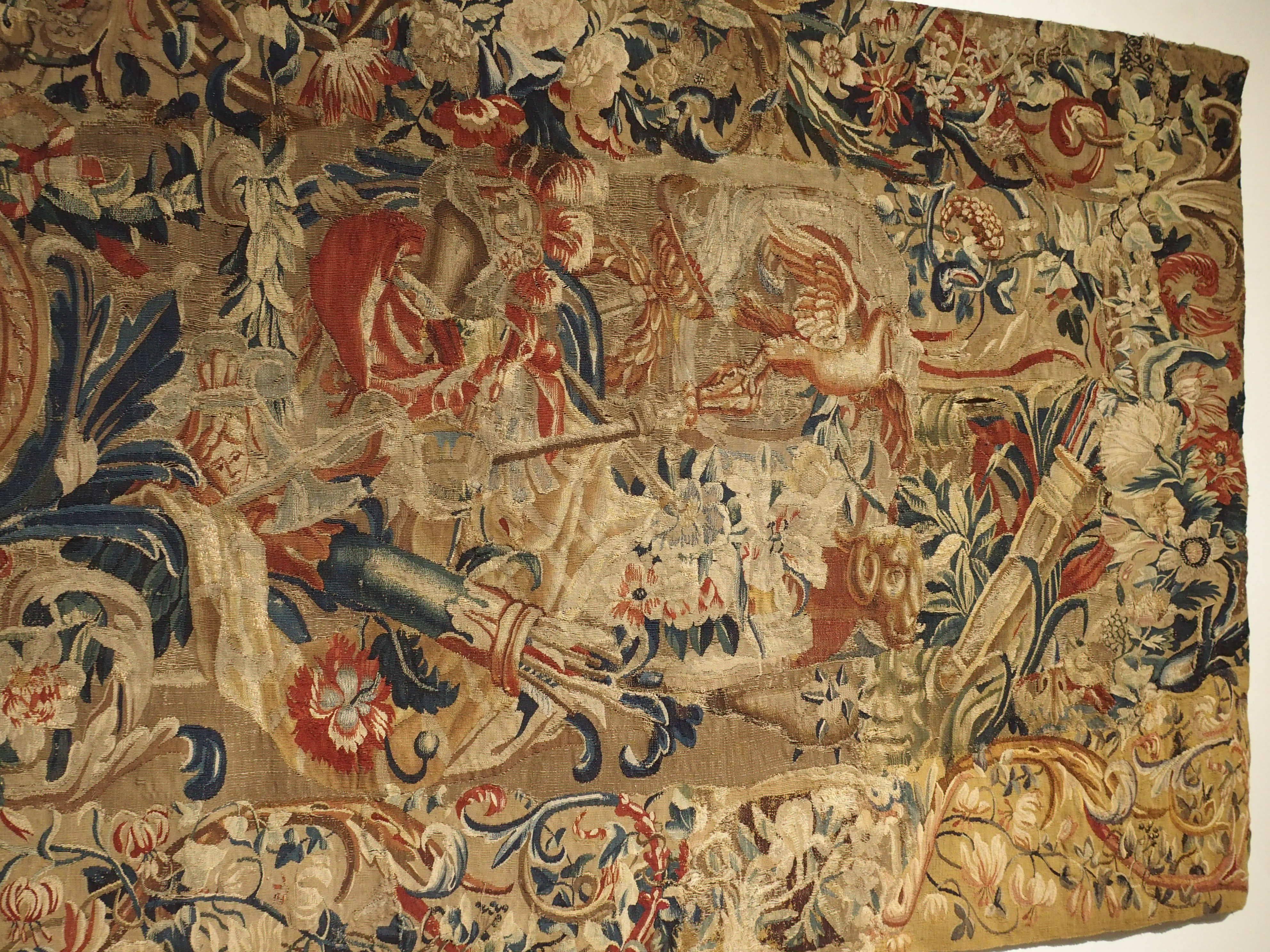 Antique French Beauvais Tapestry from the Late 17th Century For Sale 4