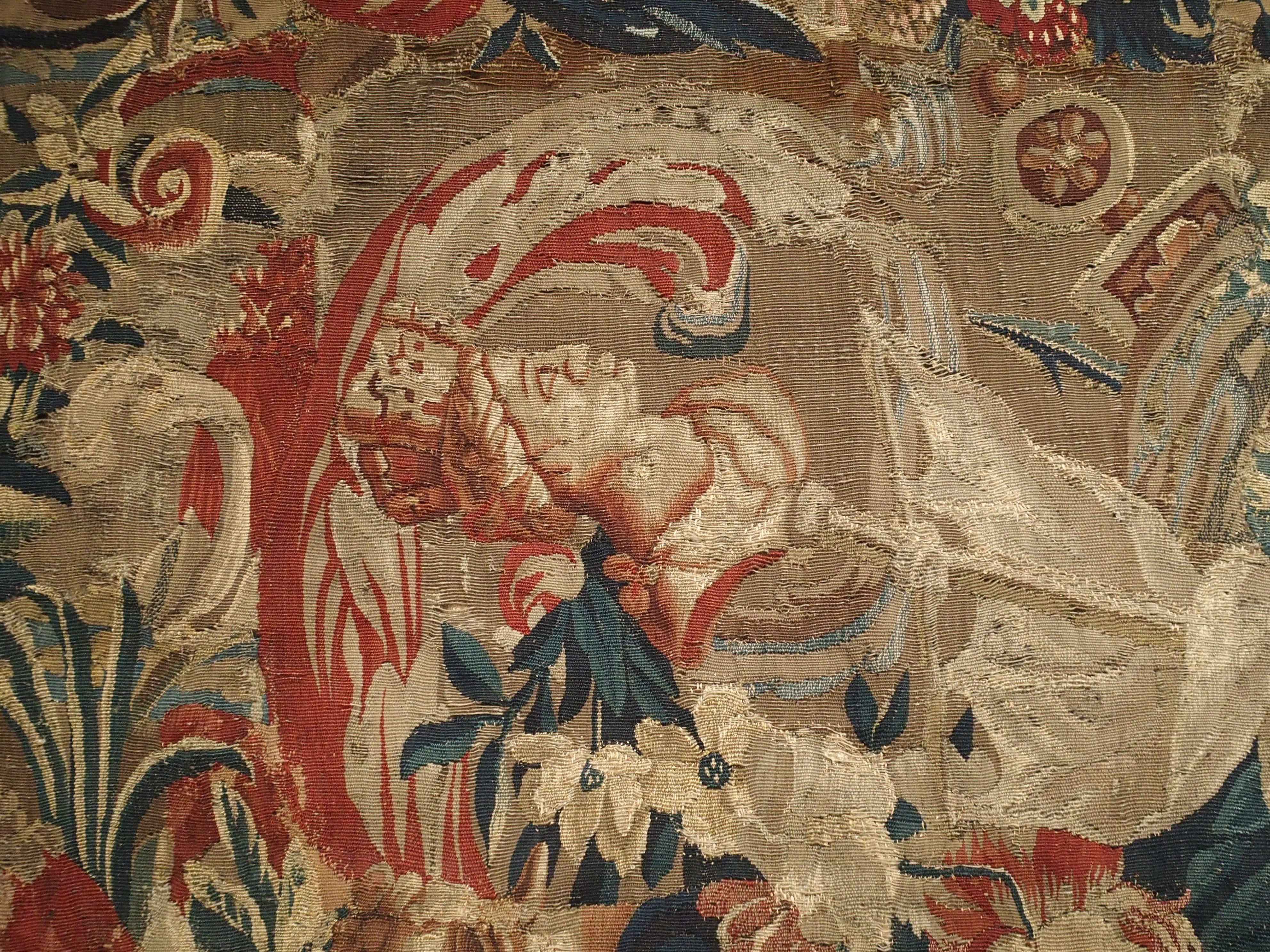 Antiker französischer Beauvais-Wandteppich aus dem späten 17. Jahrhundert im Zustand „Gut“ im Angebot in Dallas, TX