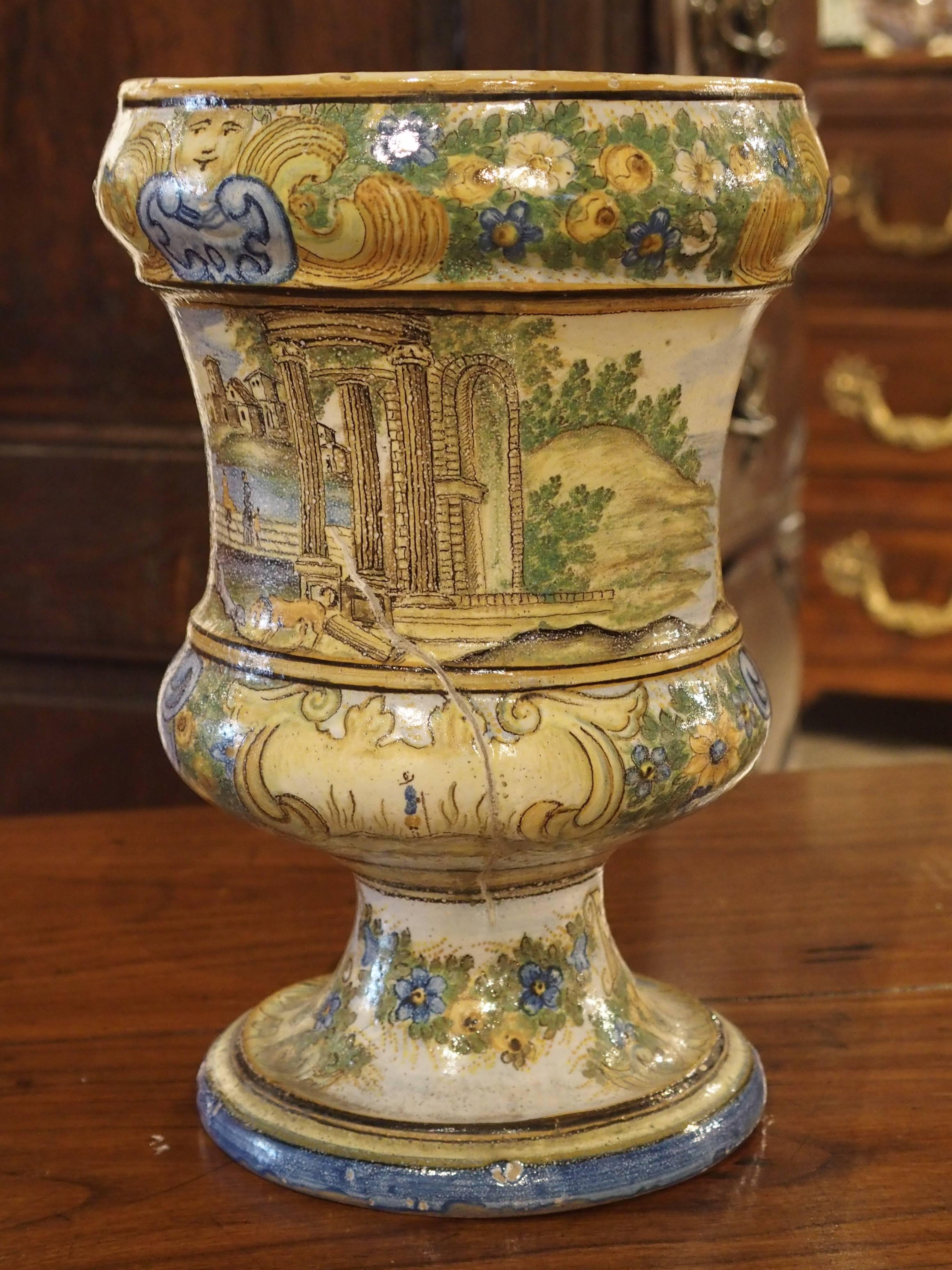 19th Century Small Antique Ceramic Urn from Italy, Early 1800s