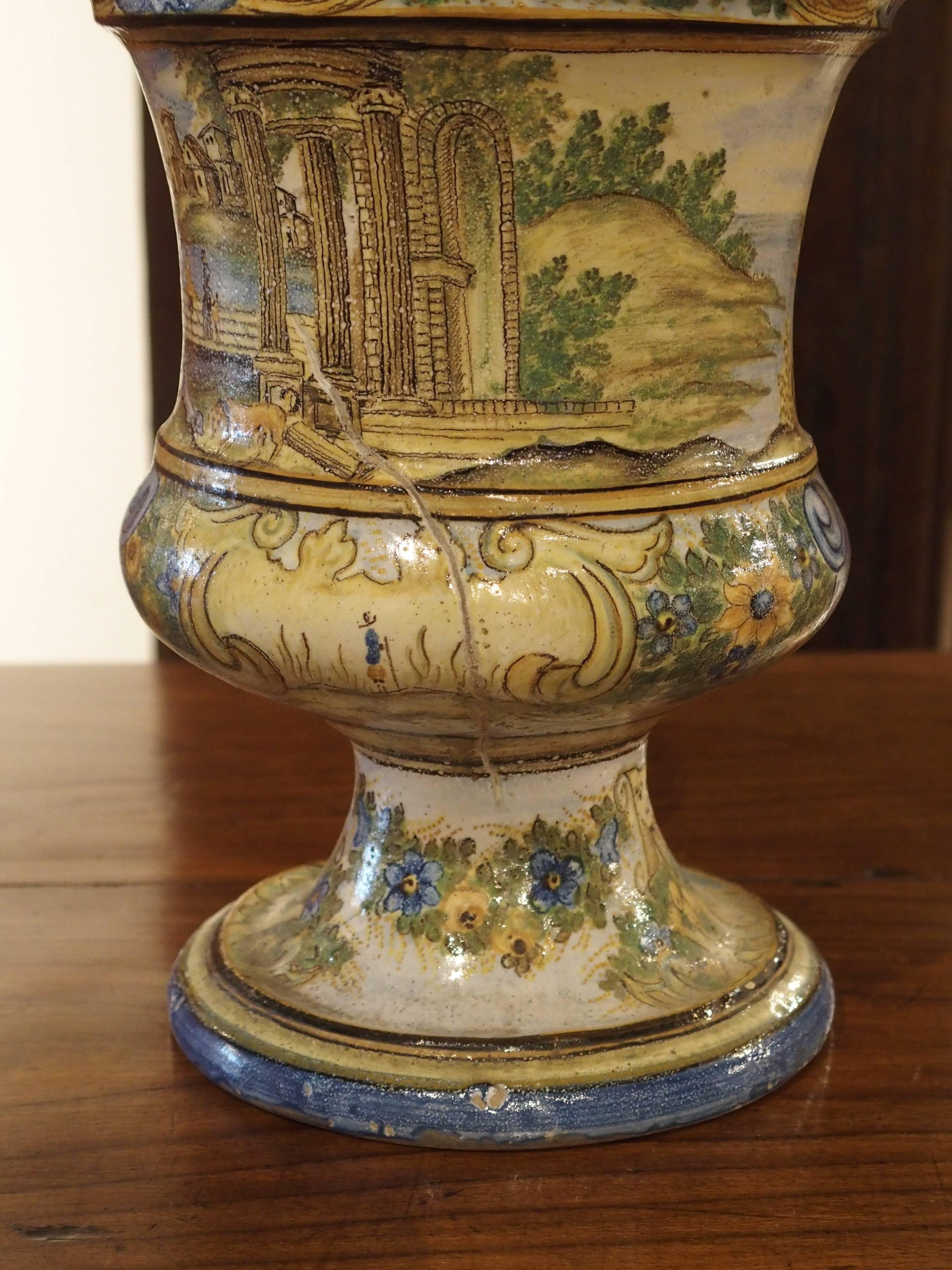 Italian Small Antique Ceramic Urn from Italy, Early 1800s