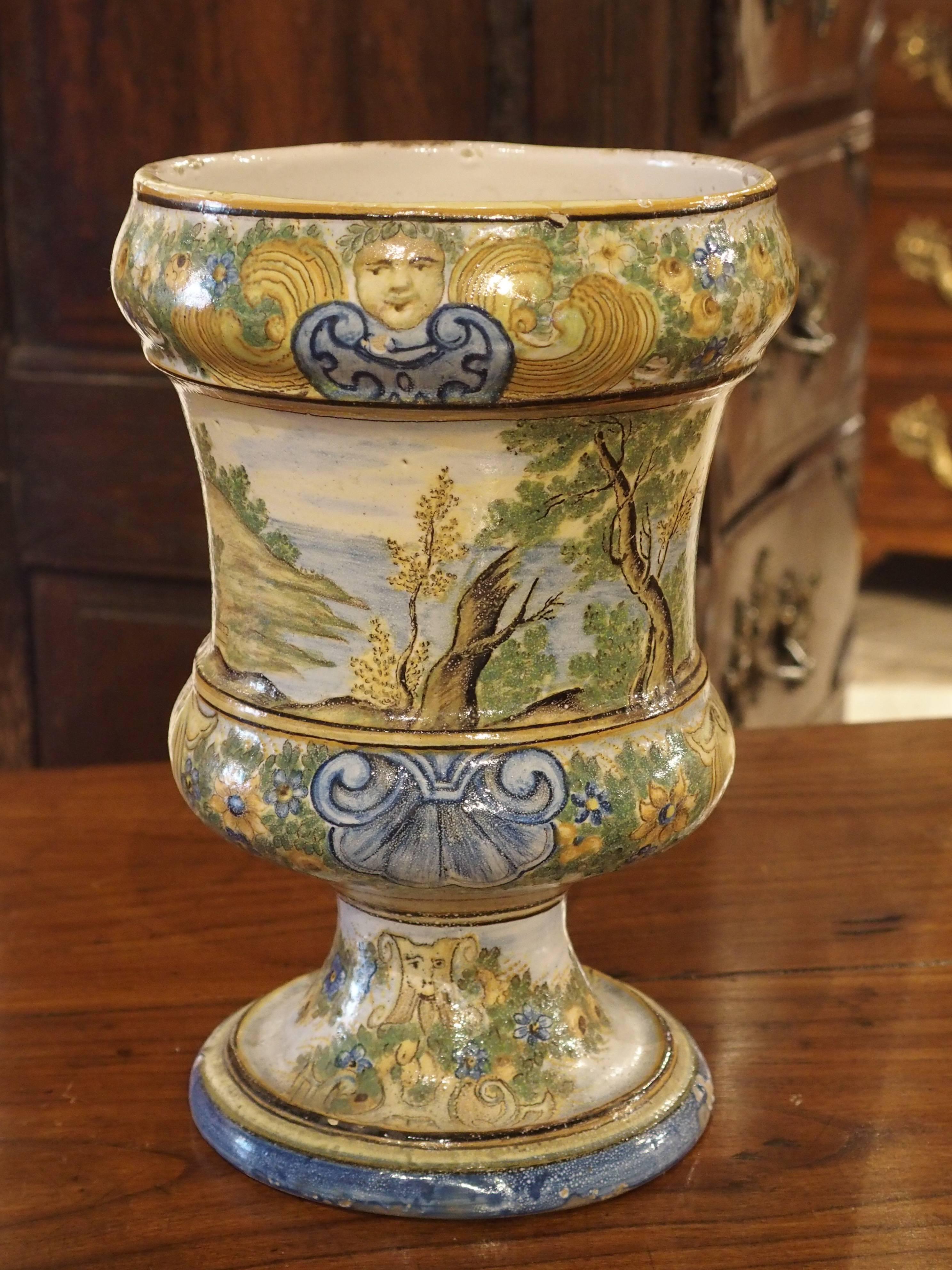 Small Antique Ceramic Urn from Italy, Early 1800s In Good Condition In Dallas, TX