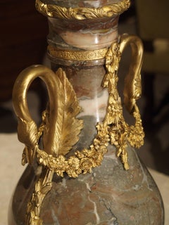 Pair of Gilt Bronze and Marble Cassolettes from France, circa 1860