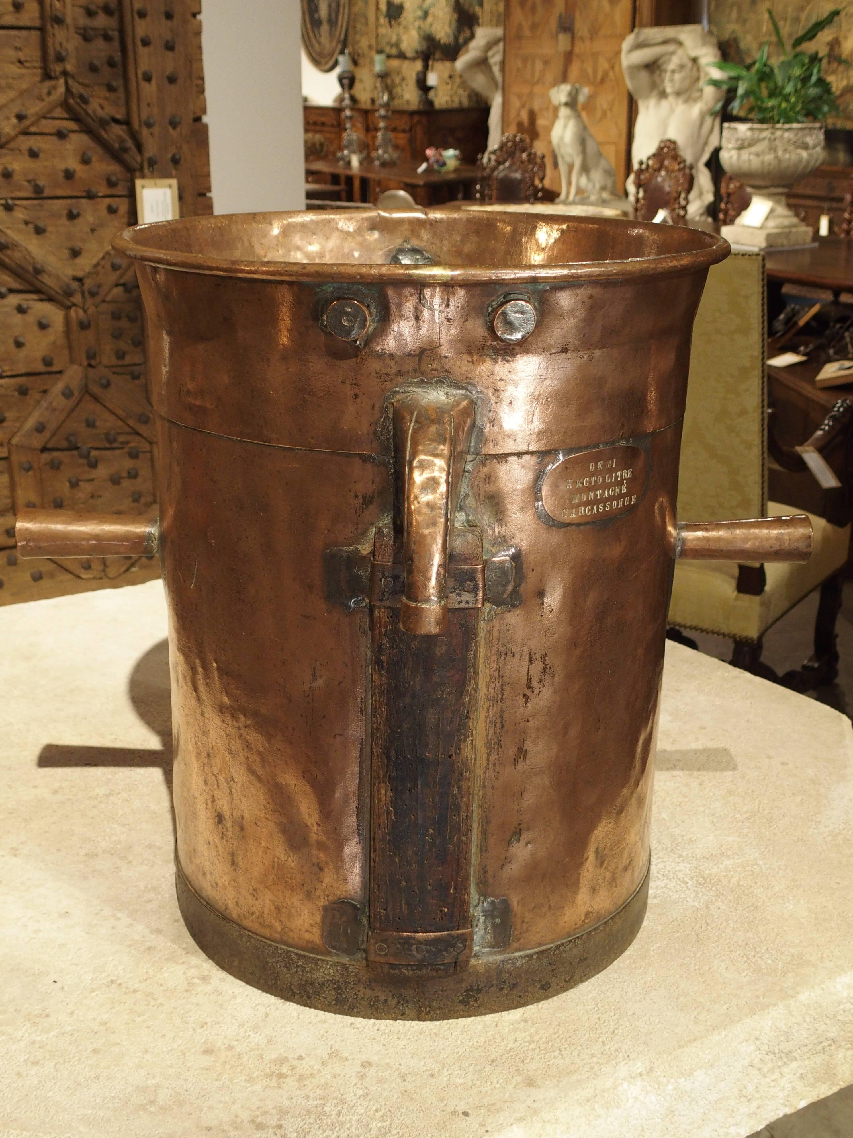 Antique Copper 50 Liter Wine Vessel from Carcassonne France, circa 1850 4