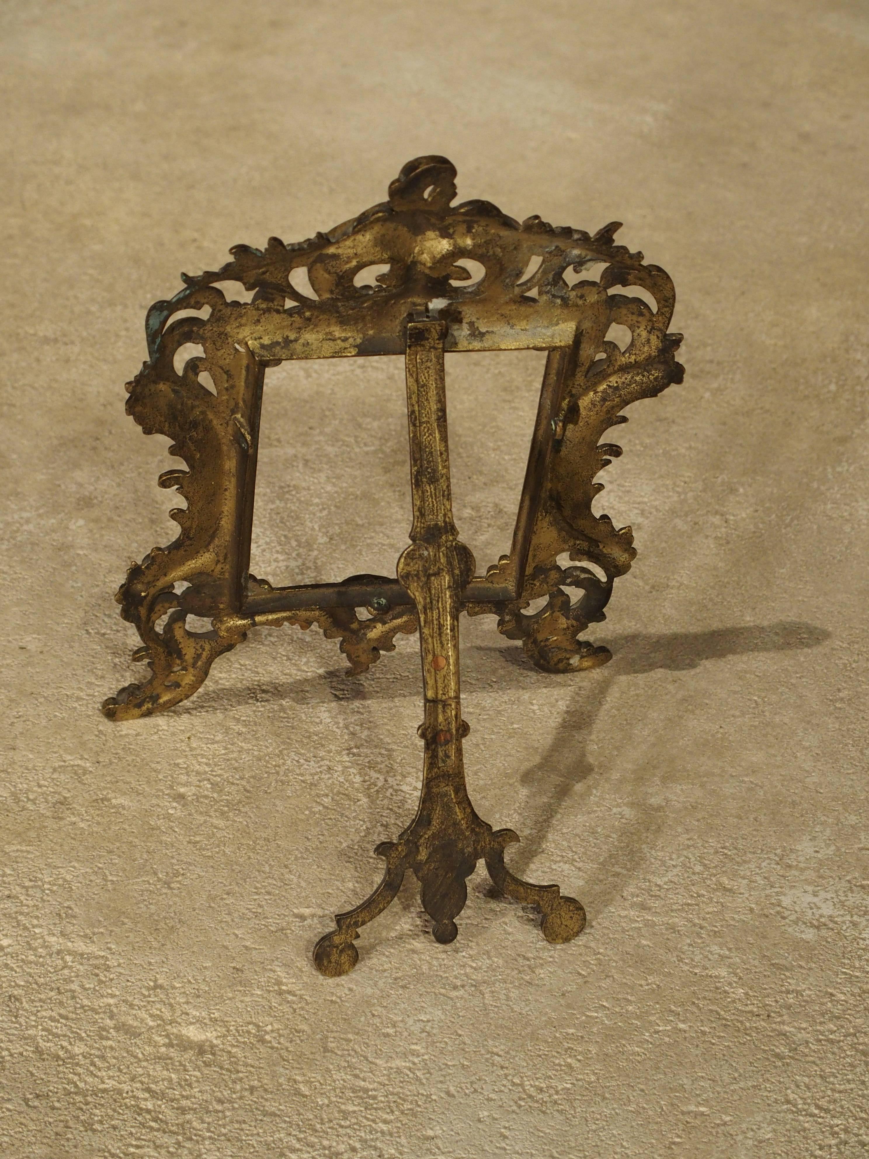 Small Antique Louis XV Style Gilt Bronze Picture Frame from France 3