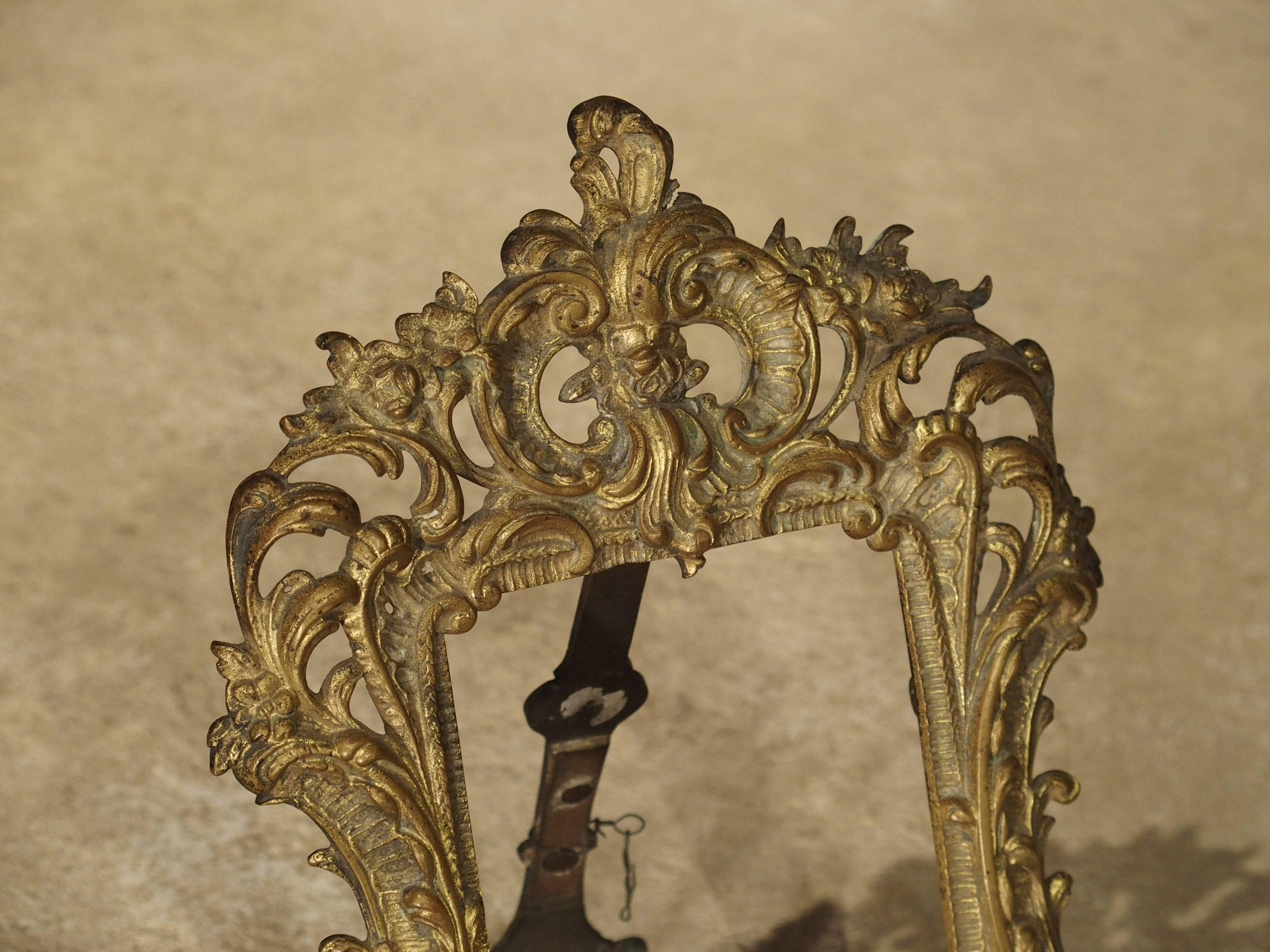 Small Antique Louis XV Style Gilt Bronze Picture Frame from France In Good Condition In Dallas, TX