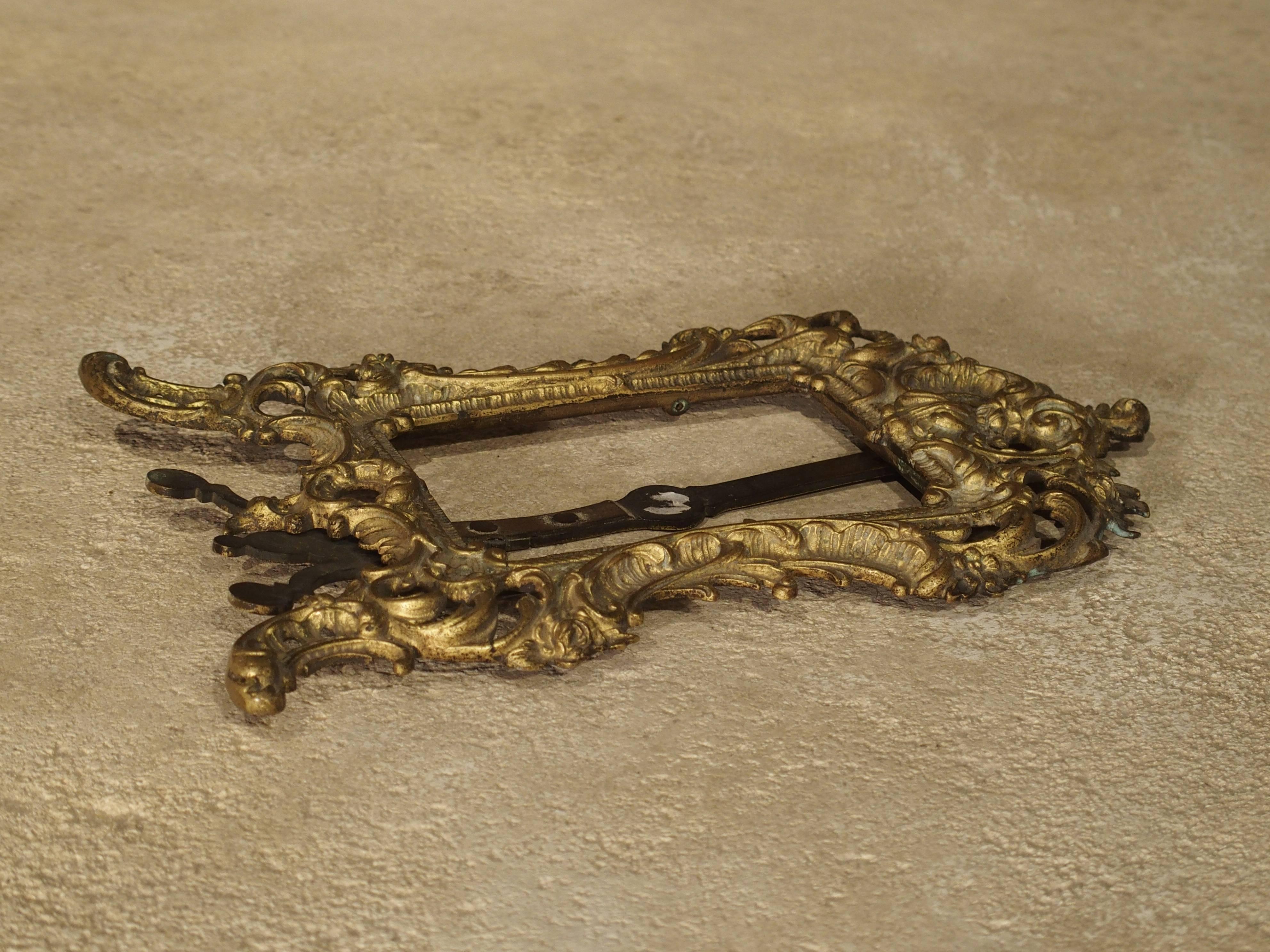 19th Century Small Antique Louis XV Style Gilt Bronze Picture Frame from France