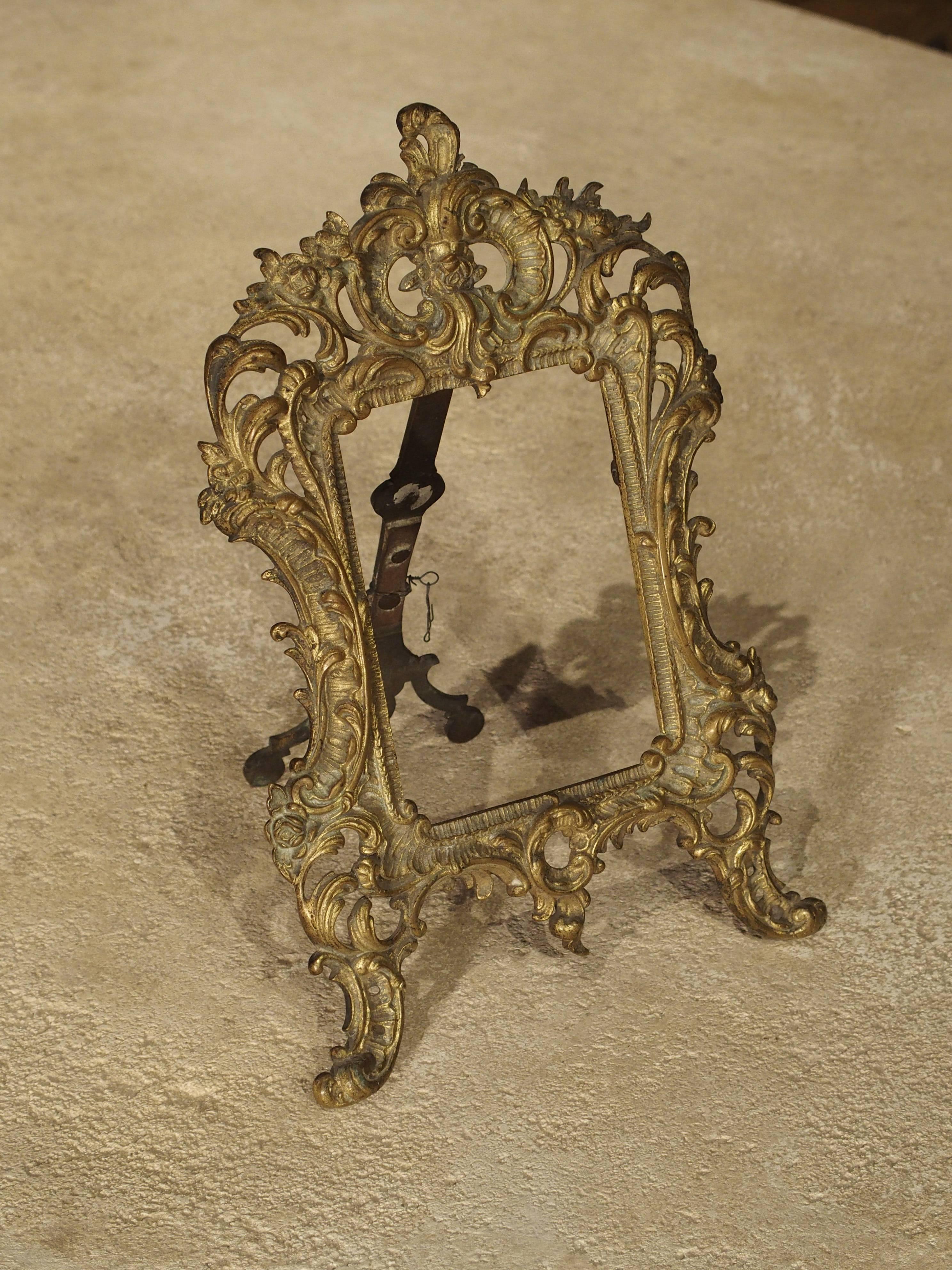Small Antique Louis XV Style Gilt Bronze Picture Frame from France 4