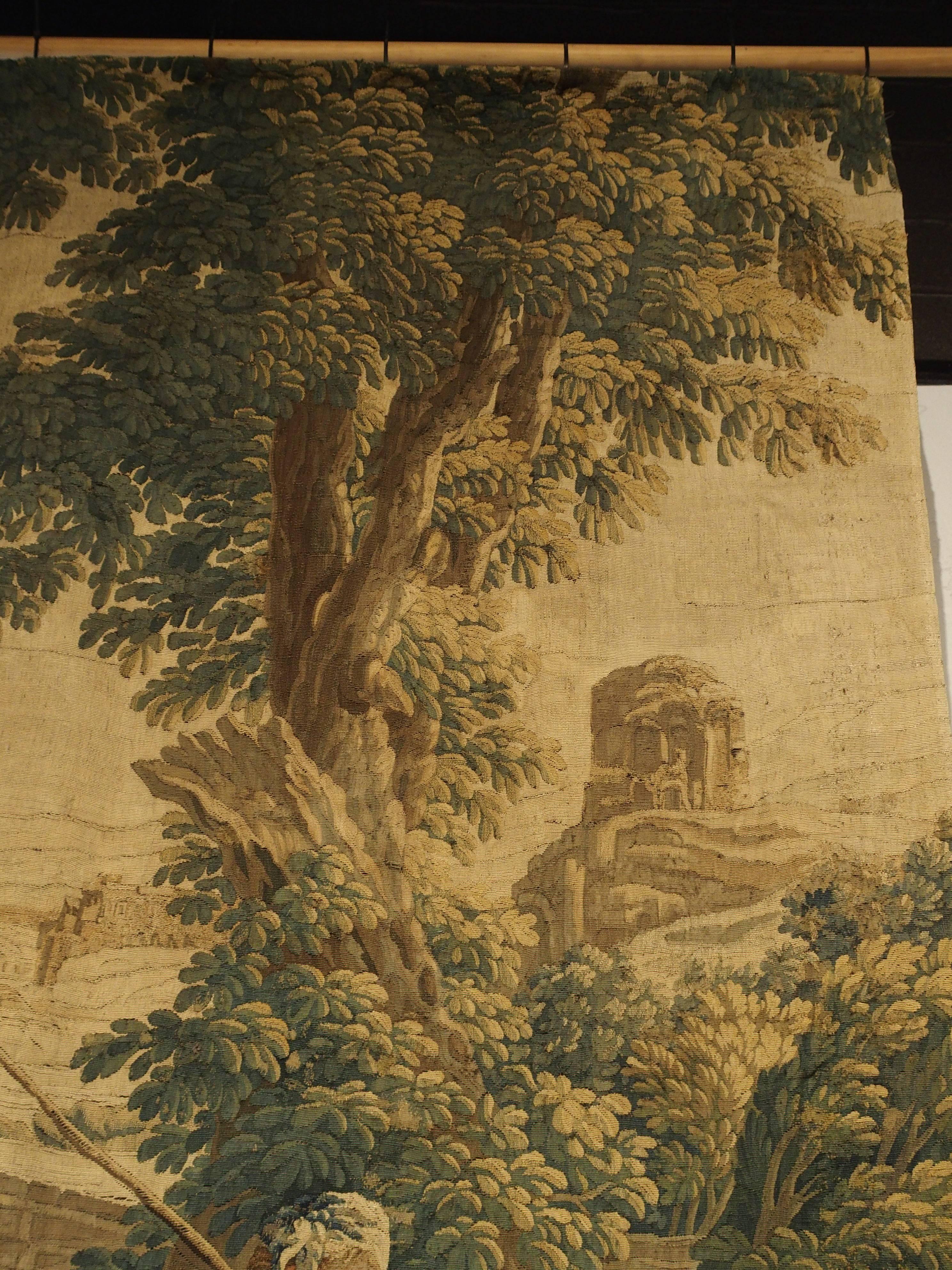 French Silk and Wool Aubusson Pastoral Watermill Tapestry, circa 1760