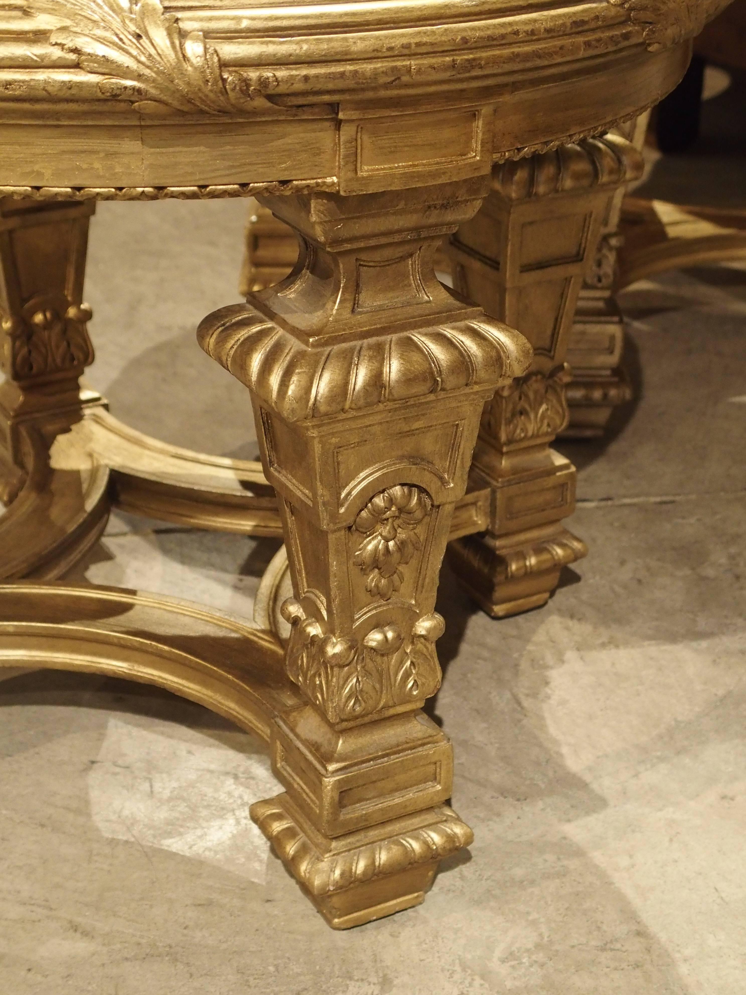 French Pair of Louis XIV Style Giltwood and Marble Side Tables from France