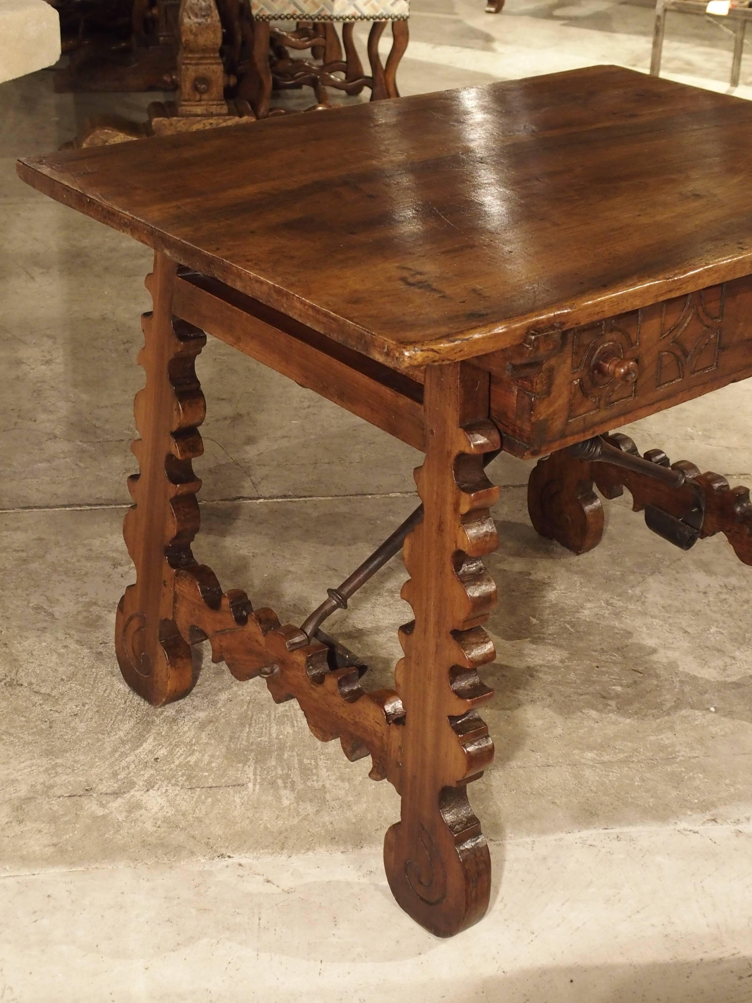 Hand-Carved 17th Century Walnut Wood Table from Northern Spain