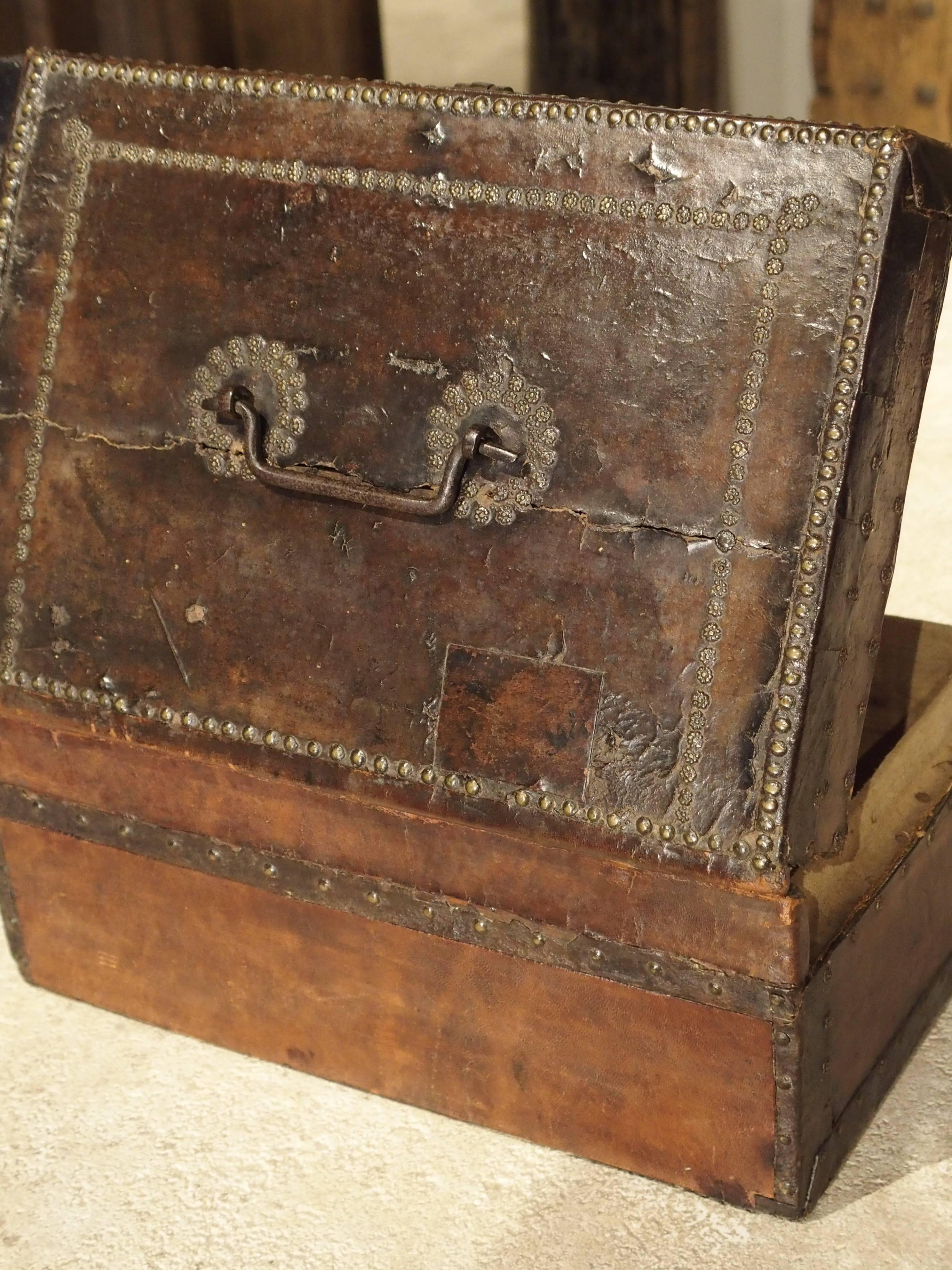 18th Century and Earlier 17th Century Studded Leather Box from France