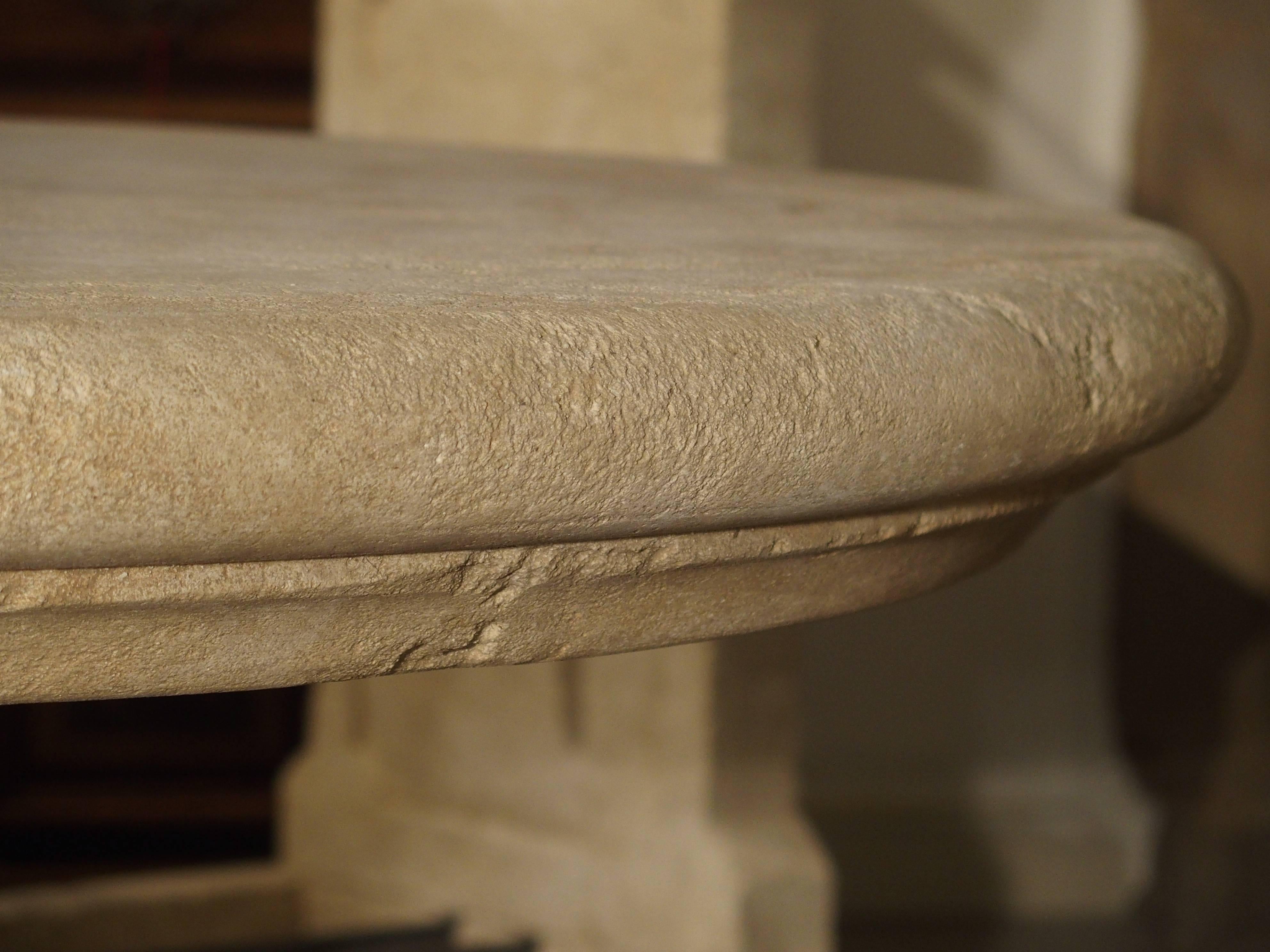 Carved Round Limestone Table from Provence, France In Good Condition In Dallas, TX