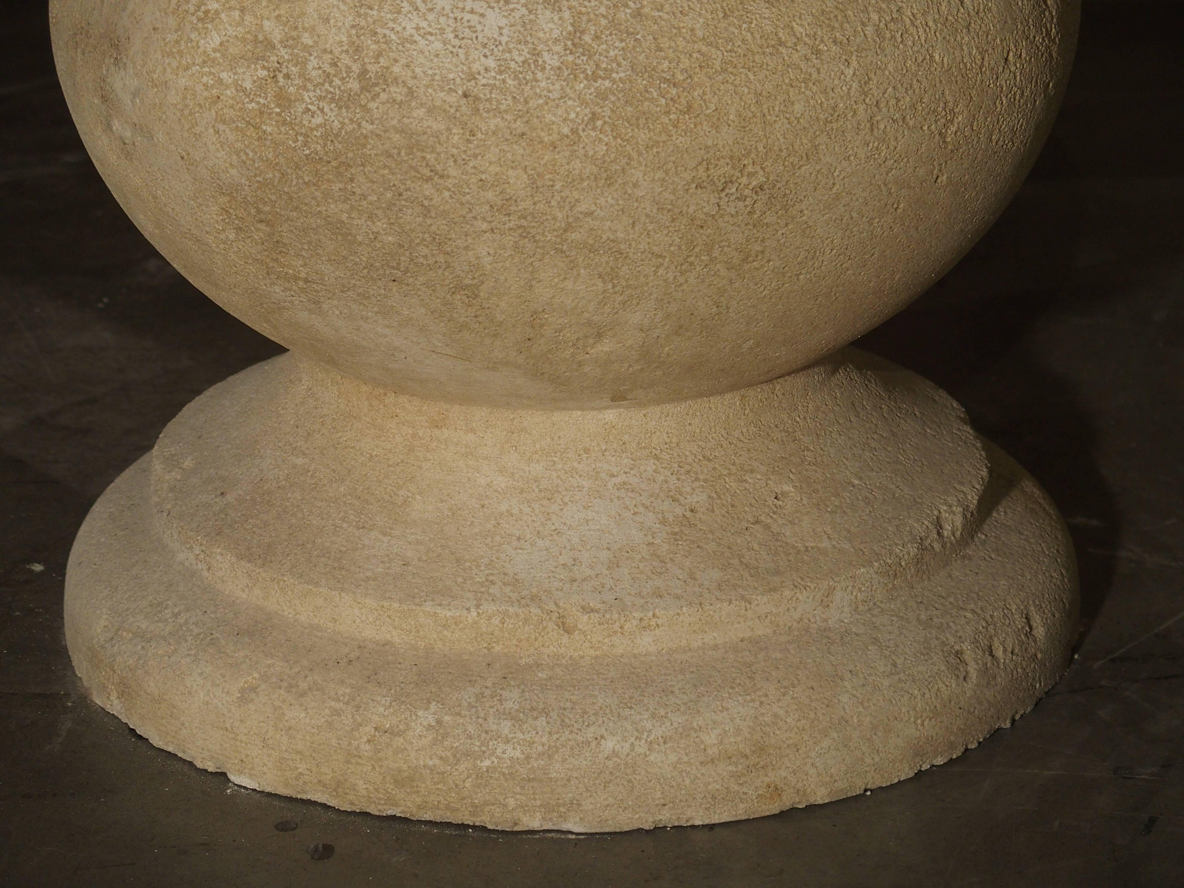French Carved Round Limestone Table from Provence, France