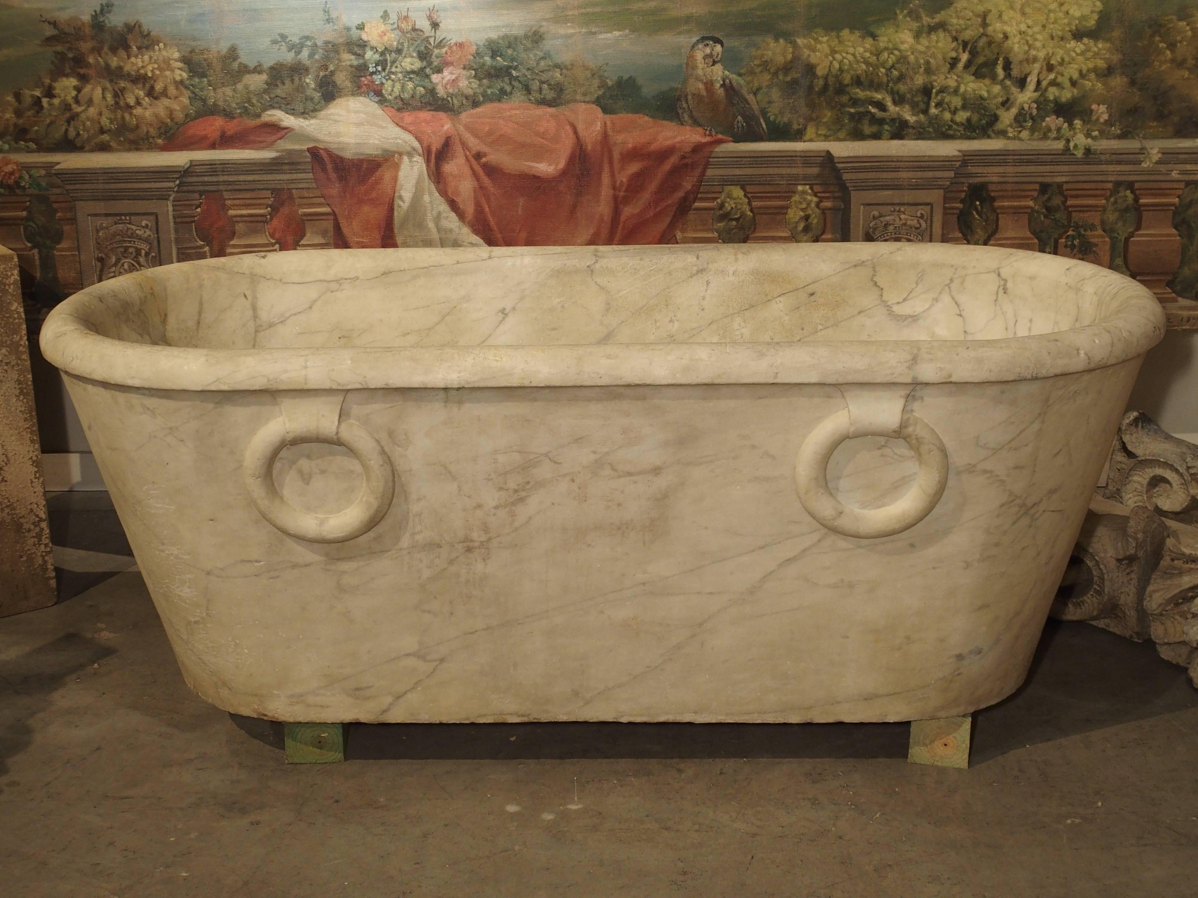 Antique Carrara Marble Bathtub from Italy, Early 1800s Genoa 1
