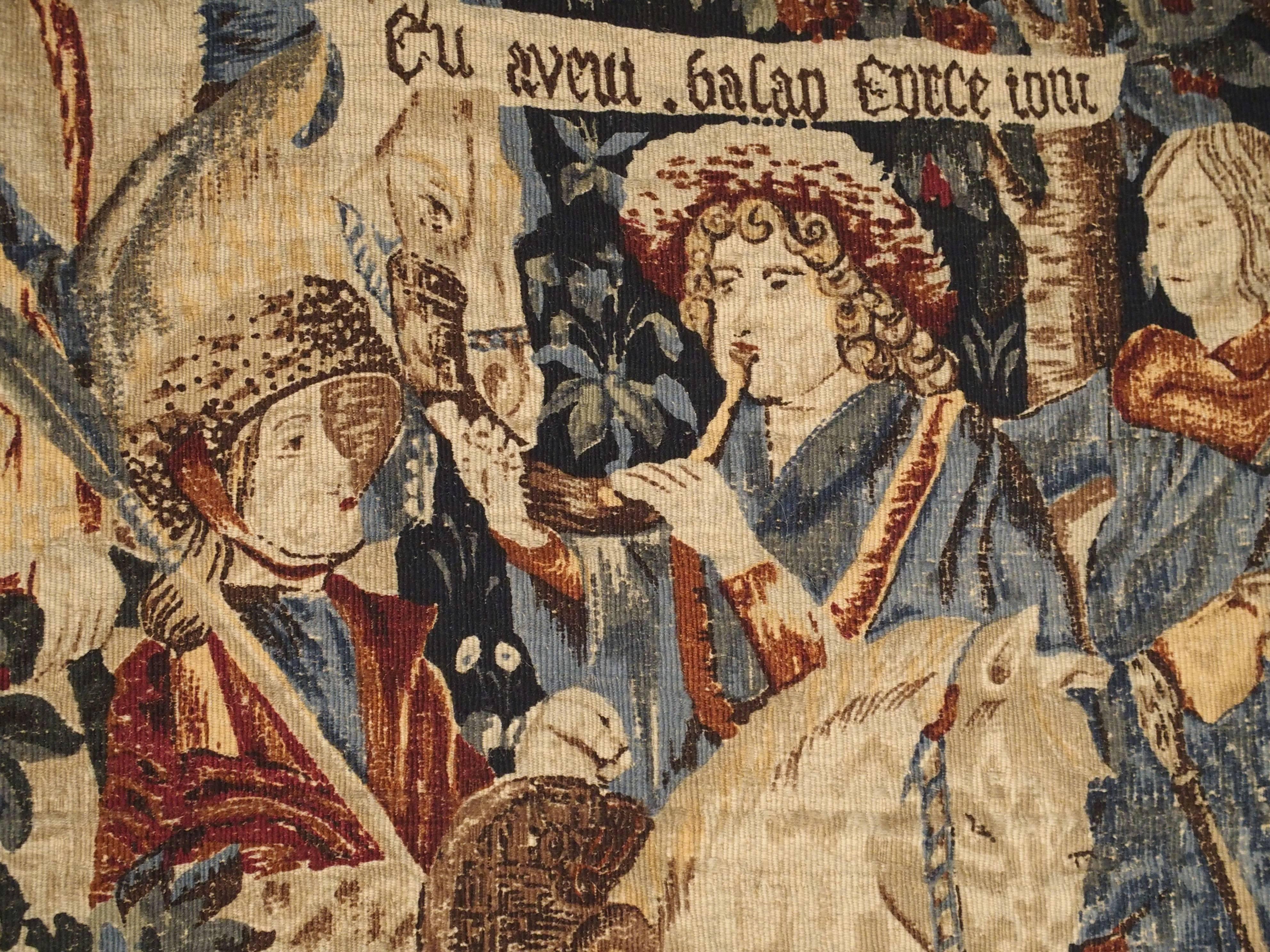 Wool Medieval Style Tapestry from France, 20th Century