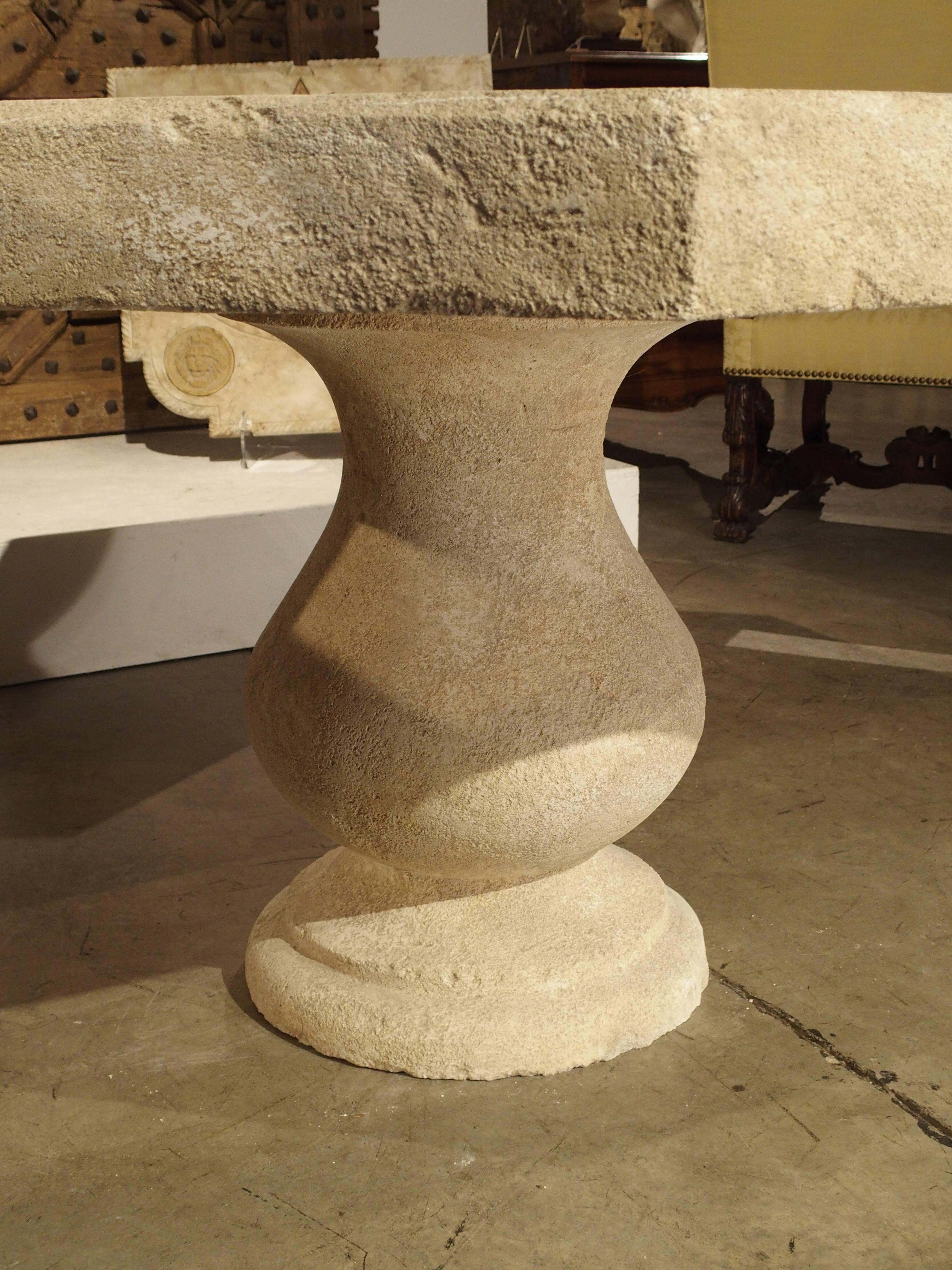 Hand-Carved Carved Octogonal Limestone Table from Provence France