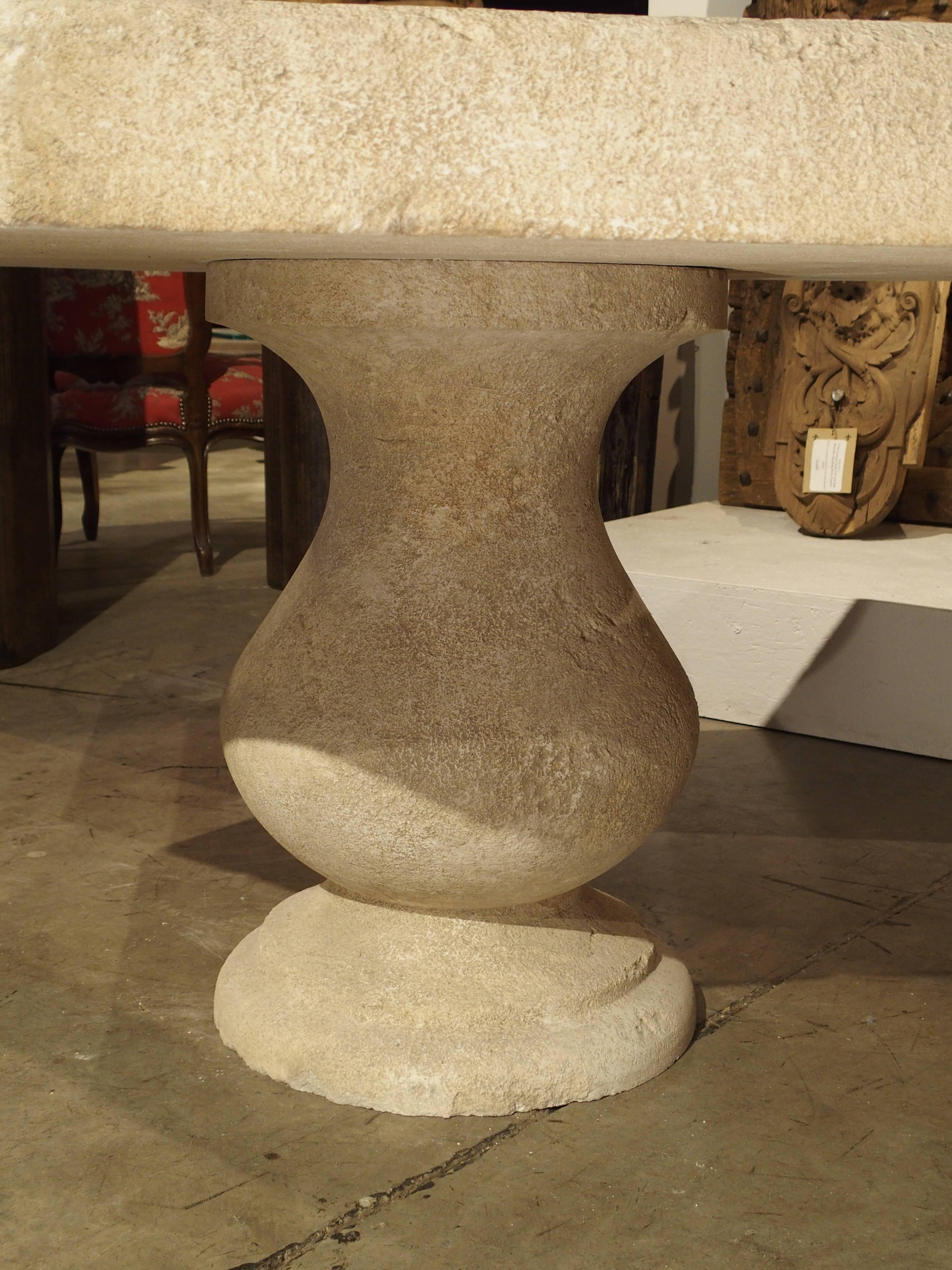 French Carved Octogonal Limestone Table from Provence France