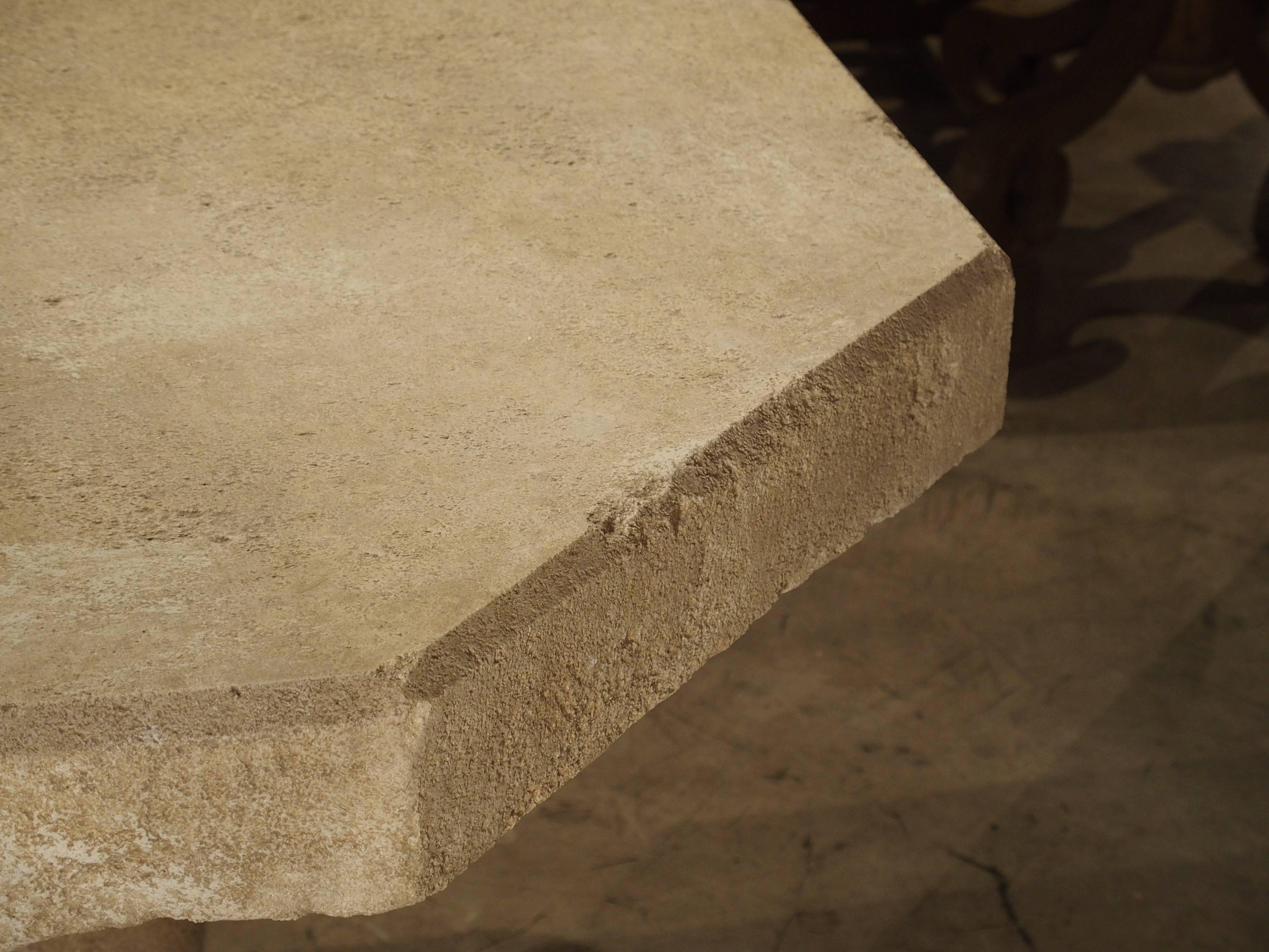 Carved Octogonal Limestone Table from Provence France 2